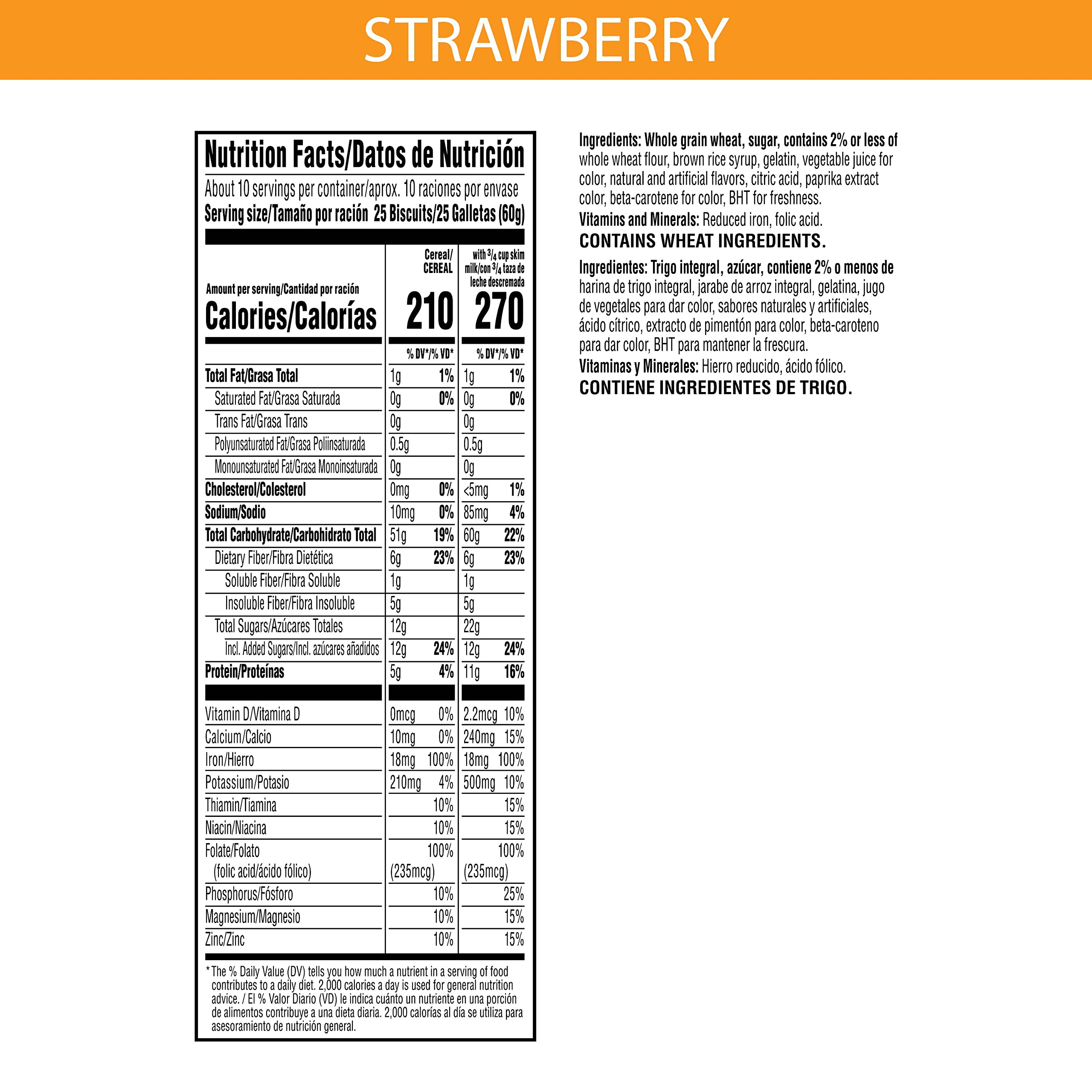 Kellogg's Frosted Mini-Wheats Cold Breakfast Cereal, High-Fiber, Whole Grain, Family Size, Original, 24oz Box (1 Box)