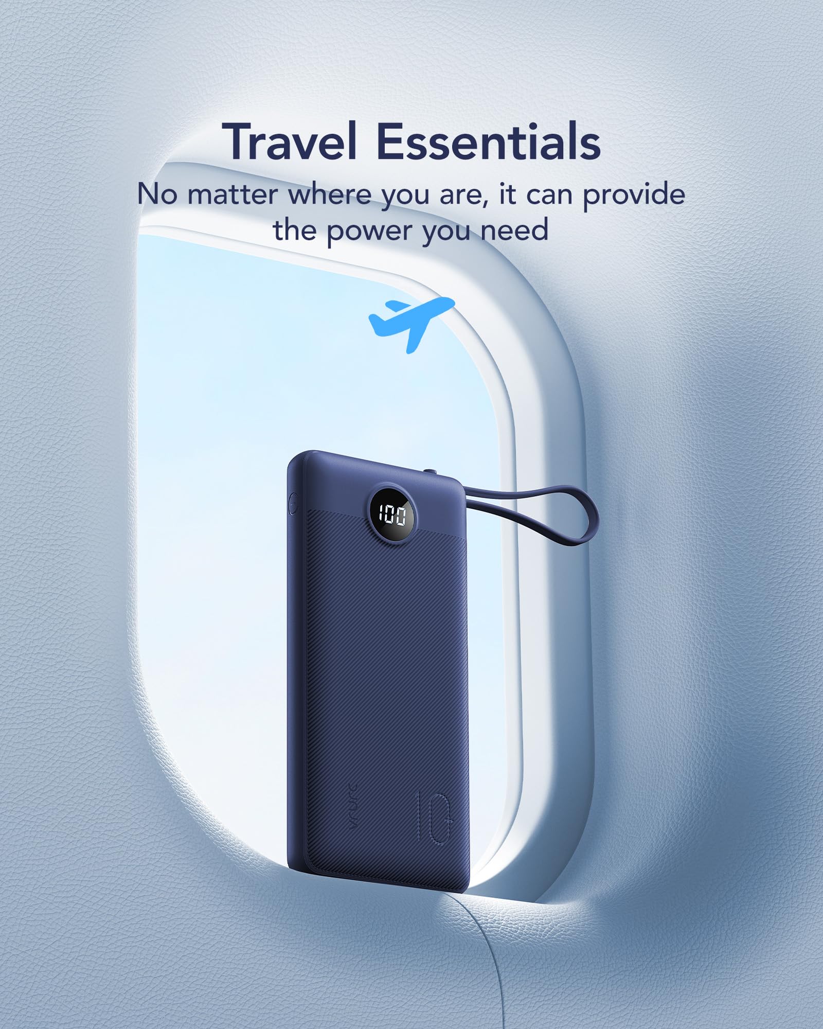 VRURC Portable Charger Power Bank, USB C Battery Pack 10000mAh, Flight-Safe Travel Essentials, 5 Outputs 2 Inputs Slim Phone Charging Bank Built-in Cables for Multi Devices-Lavender(1 Pack)