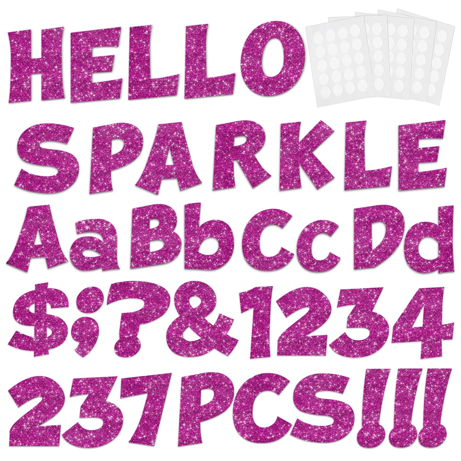 237 Pcs Glitter Bulletin Board Letters, Numbers and Punctuation, Poster Board Letters Alphabet Cut Out Cardboard Letters Accessories for Classroom Display Decorating Supplies 4inch (Black)