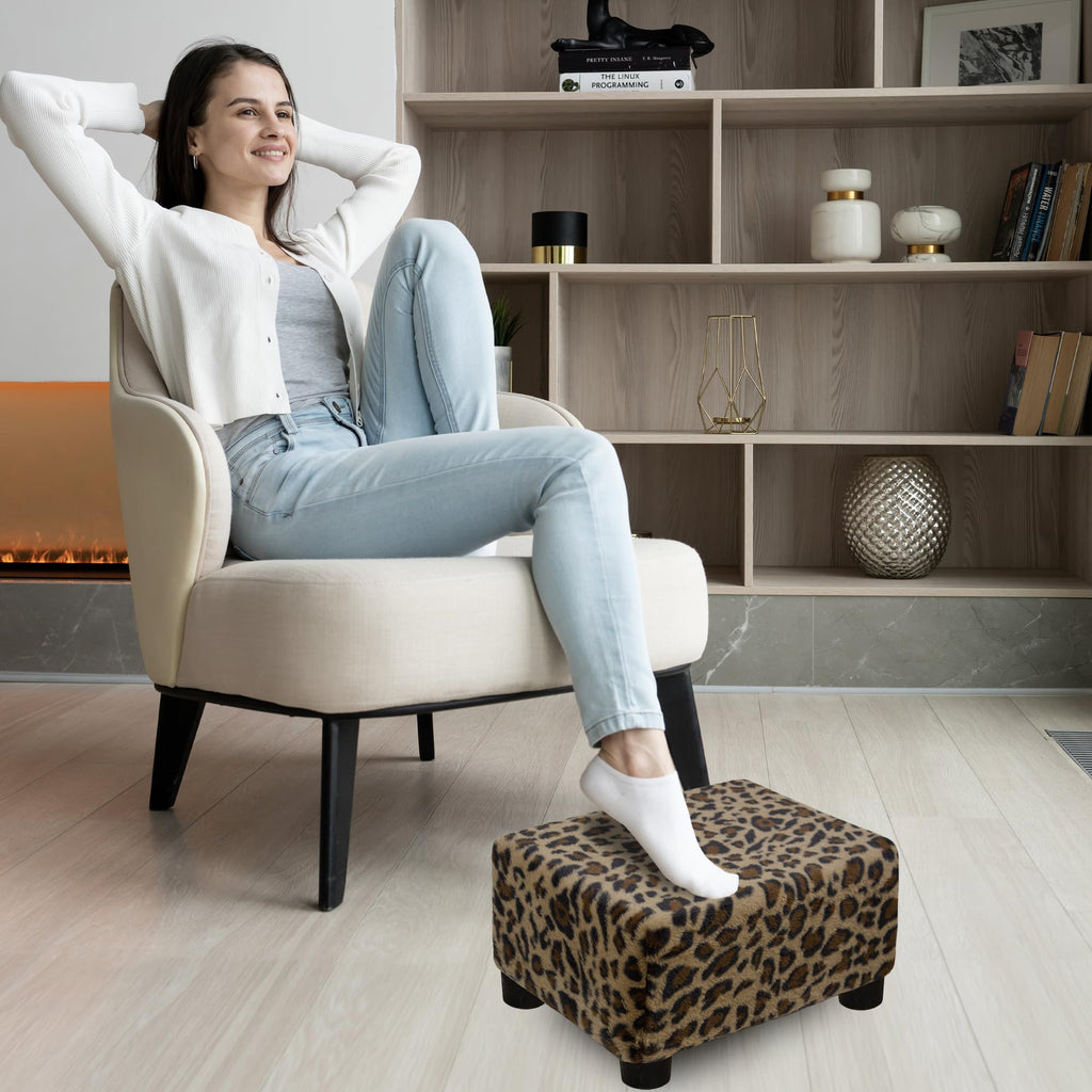 CAROLMADE Small Foot Stool Ottoman Footstool with Legs Under Desk Footrest for Living Room Bedroom and Office, Black