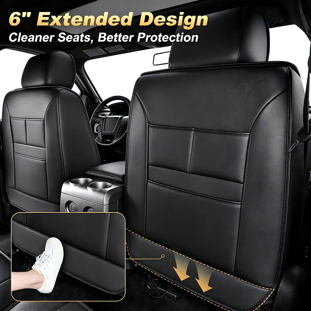 AOMSAZTO Seat Covers Fit for Ford F150 : 2009-2024 2025 2026 - F250/F350/F450 2017-2024 2025 2026 Truck Pick-up Front Car Seat Covers Faux Leather(Blackline, 2PCS Front)