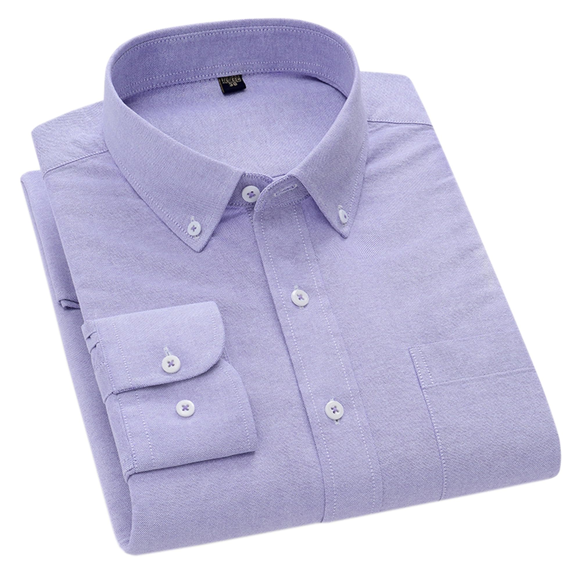 Cromoncent Mens Cotton Oxford Shirt Long Sleeve Button Down Dress Shirts with Pocket