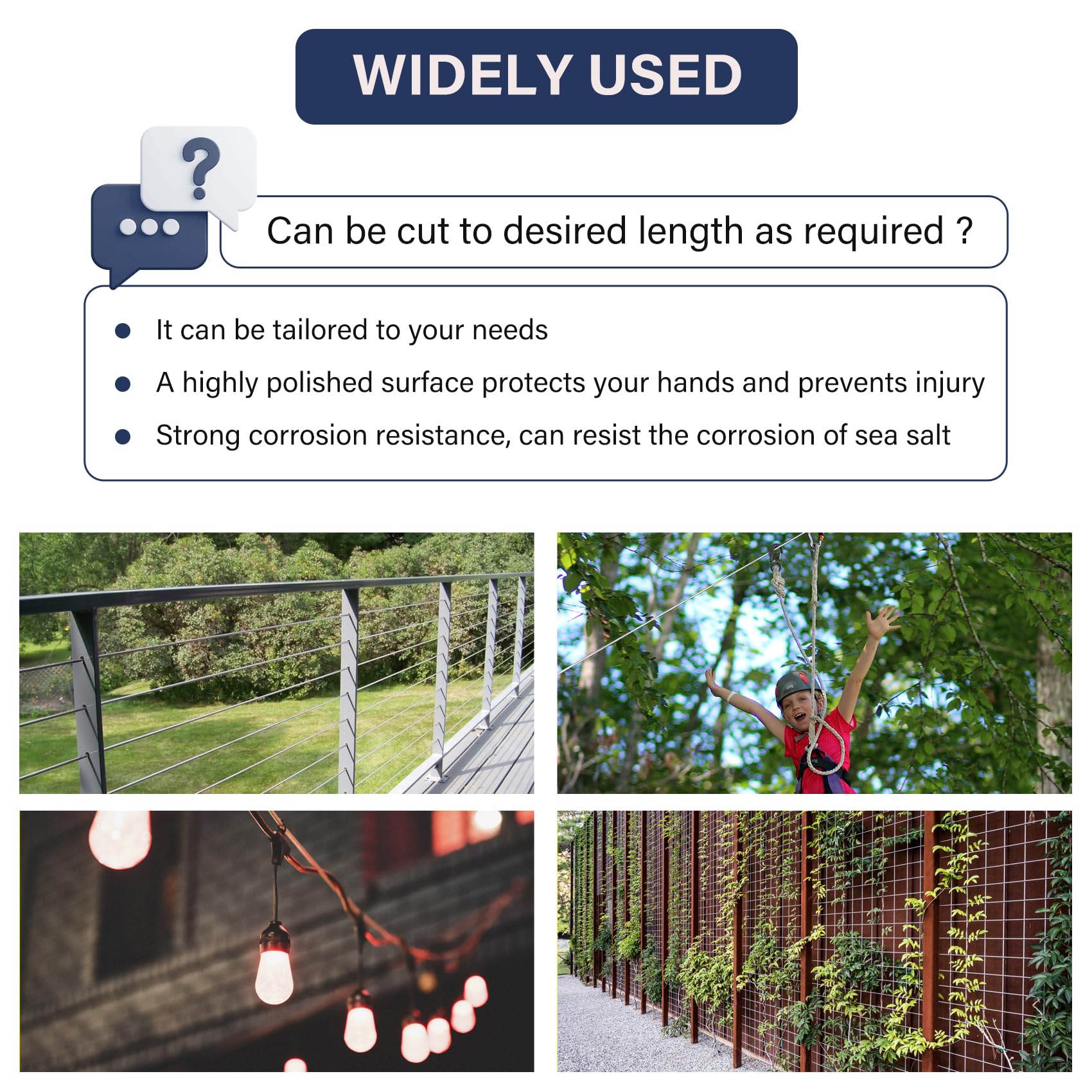 Thickened 3/16" 25ft Stainless Steel Cable with Wire Rope Clip, Thimble and Aluminum Crimping Loop Sleeve, 7X19 Strands Aircraft Cable, 3700lbs Breaking Strength for Deck Railing, String Lights