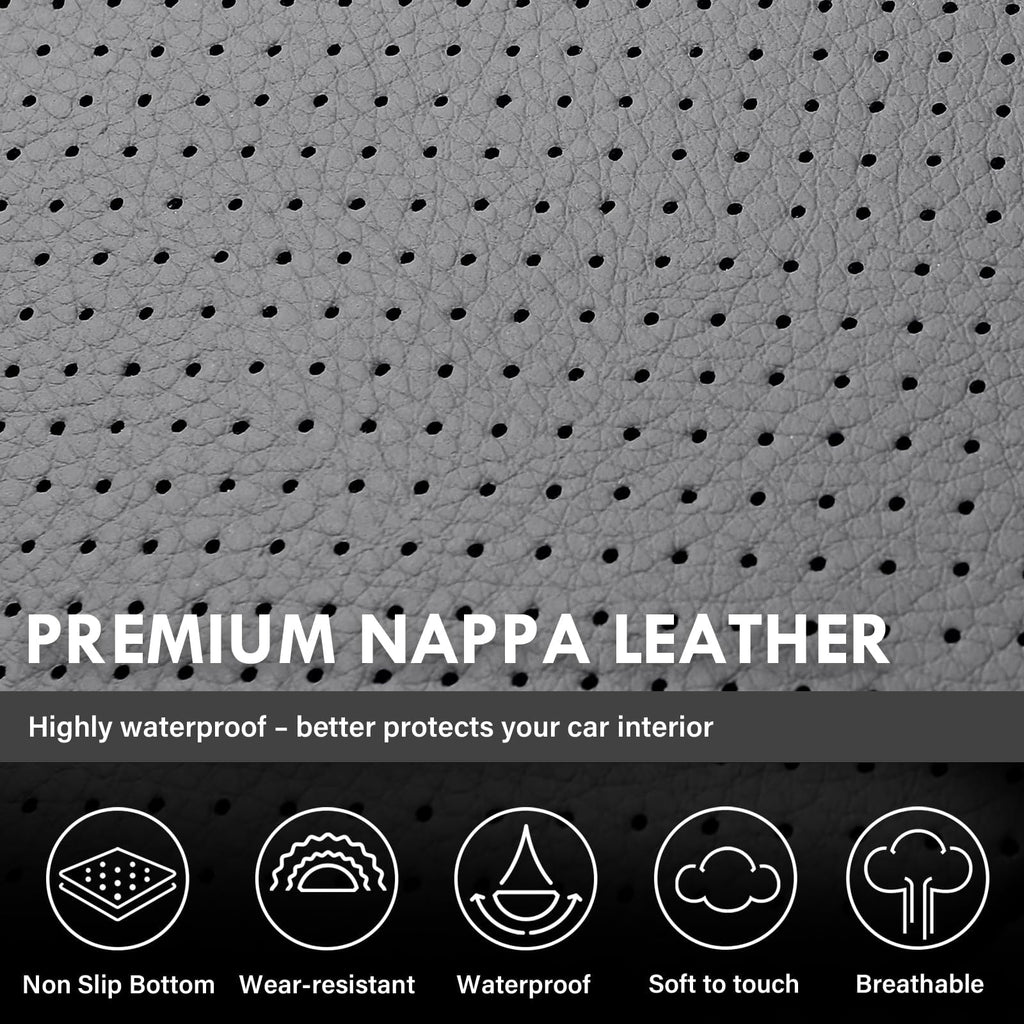 Coverado Chevy Silverado Seat Covers, Faux Leather Seat Covers Fit for Chevy Silverado GMC Sierra 2007-2025 1500, 2015-2025 2500HD 3500HD Crew Double Extended Cab (Front, Black)