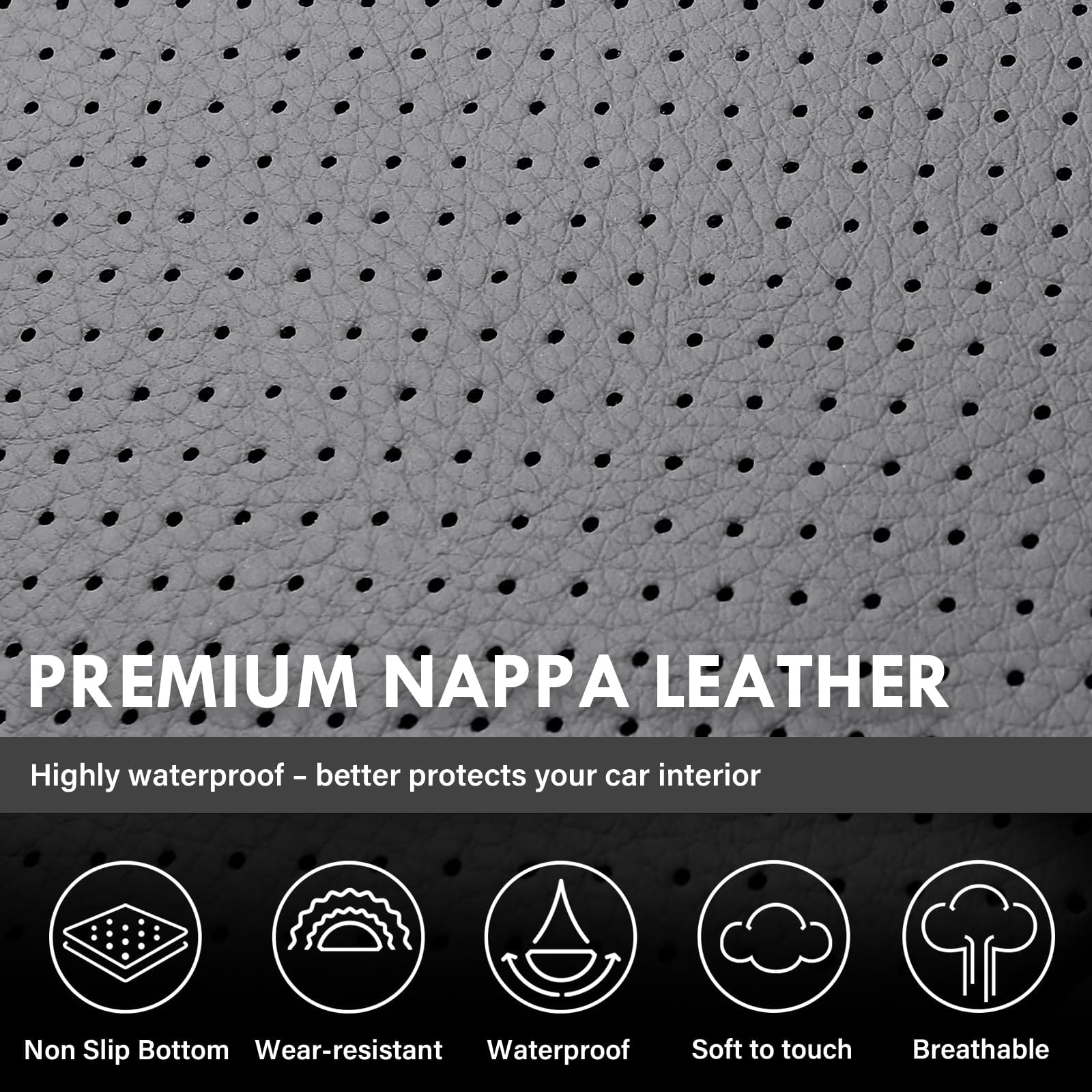 Coverado Chevy Silverado Seat Covers, Faux Leather Seat Covers Fit for Chevy Silverado GMC Sierra 2007-2025 1500, 2015-2025 2500HD 3500HD Crew Double Extended Cab (Front, Black)