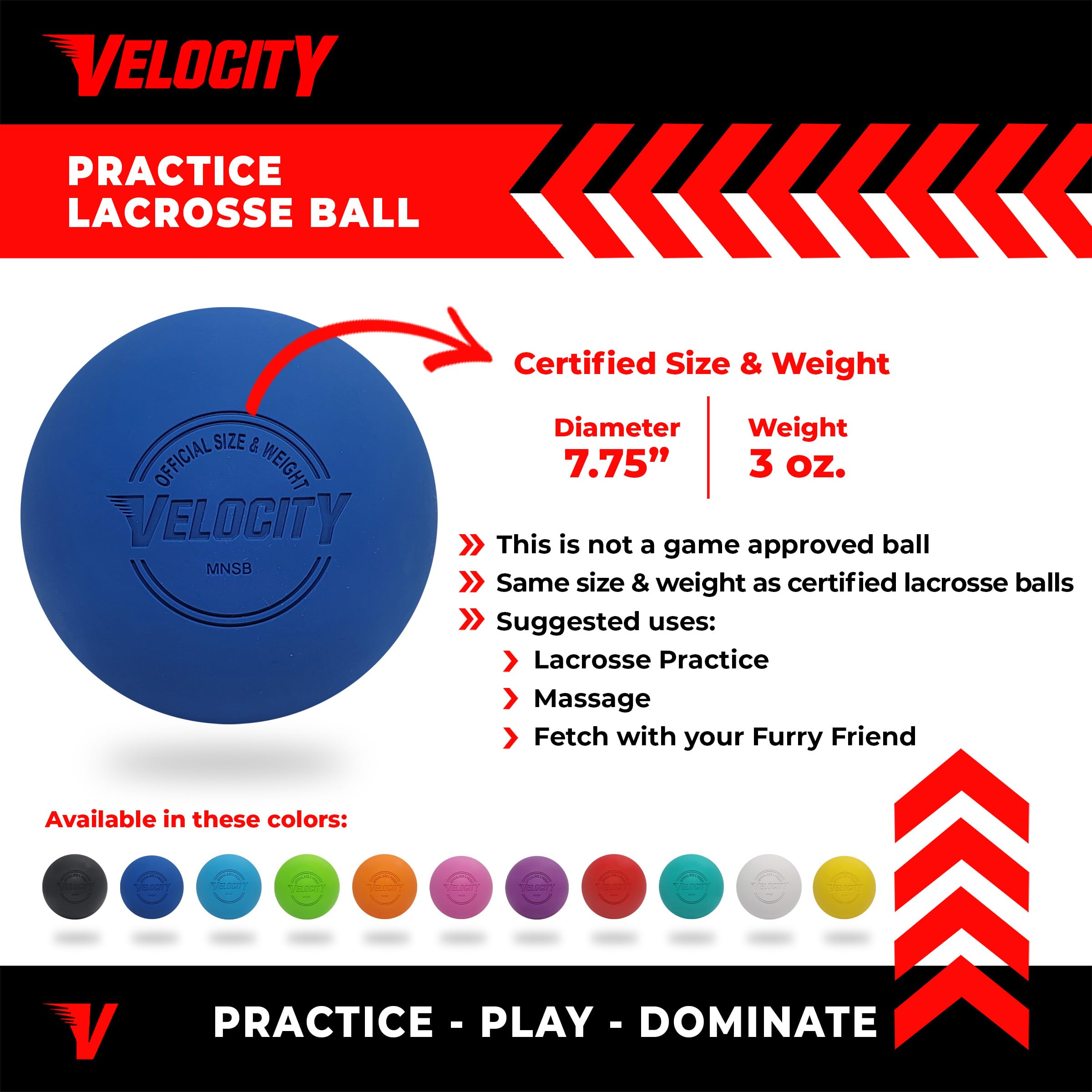 Velocity Lacrosse Balls - 1, 2, 3, 6, 12, 18, 24, 36, 60 and 120 Packs - for Practice, Official NFHS and College Approved Size