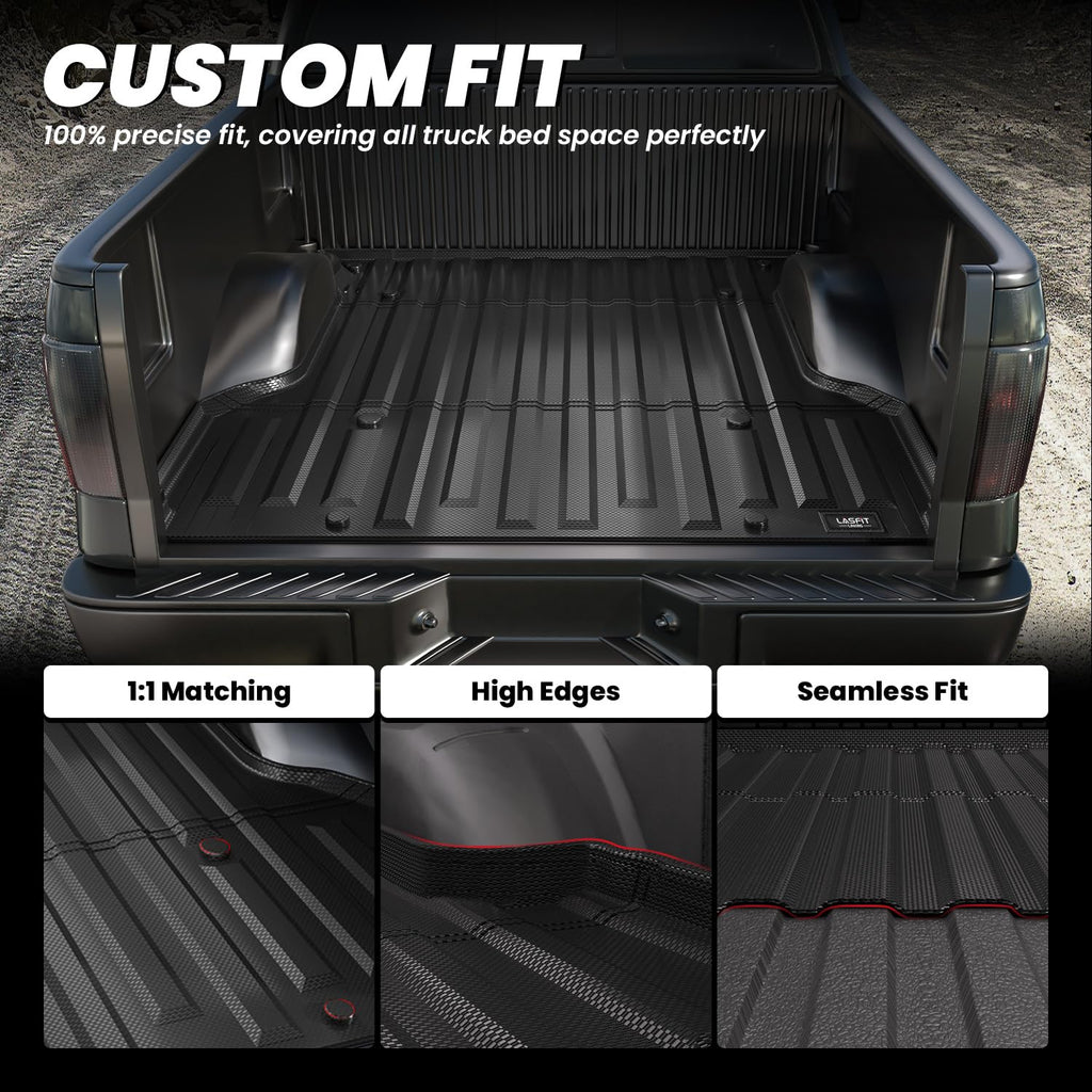 LASFIT Truck Bed Mat for 2009-2016 Ford F250 F350 F450 6.75ft Super Duty 81.9'' Bed Liner(Not fit with Drop-in Bed Liner), TPE 100% All Weather Car Bed Mat for F-250 F-350 F-450,1PCS Black