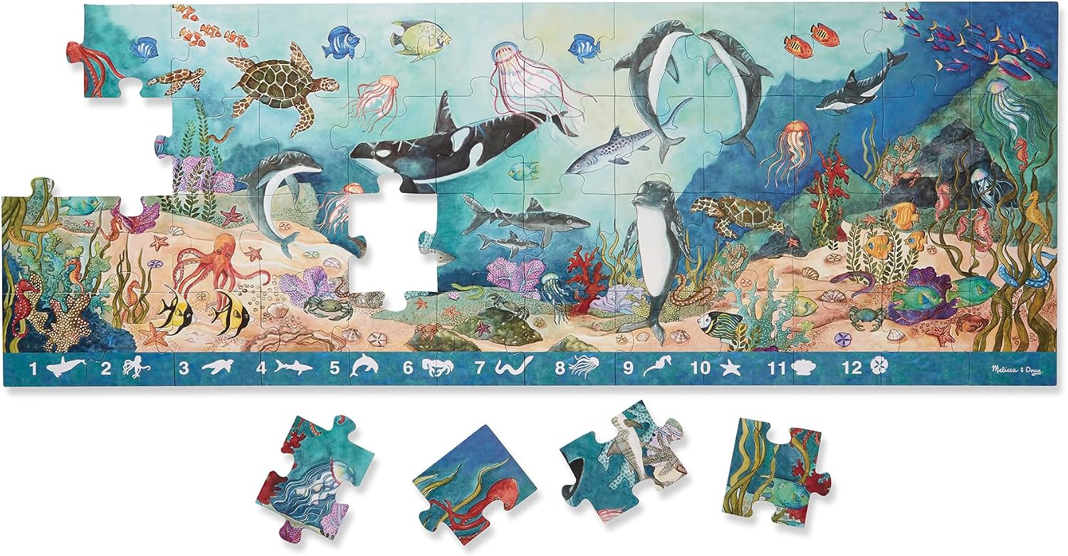 Melissa & Doug Search and Find Beneath The Waves Floor Puzzle (48 pcs, Over 4 feet Long) - FSC Certified