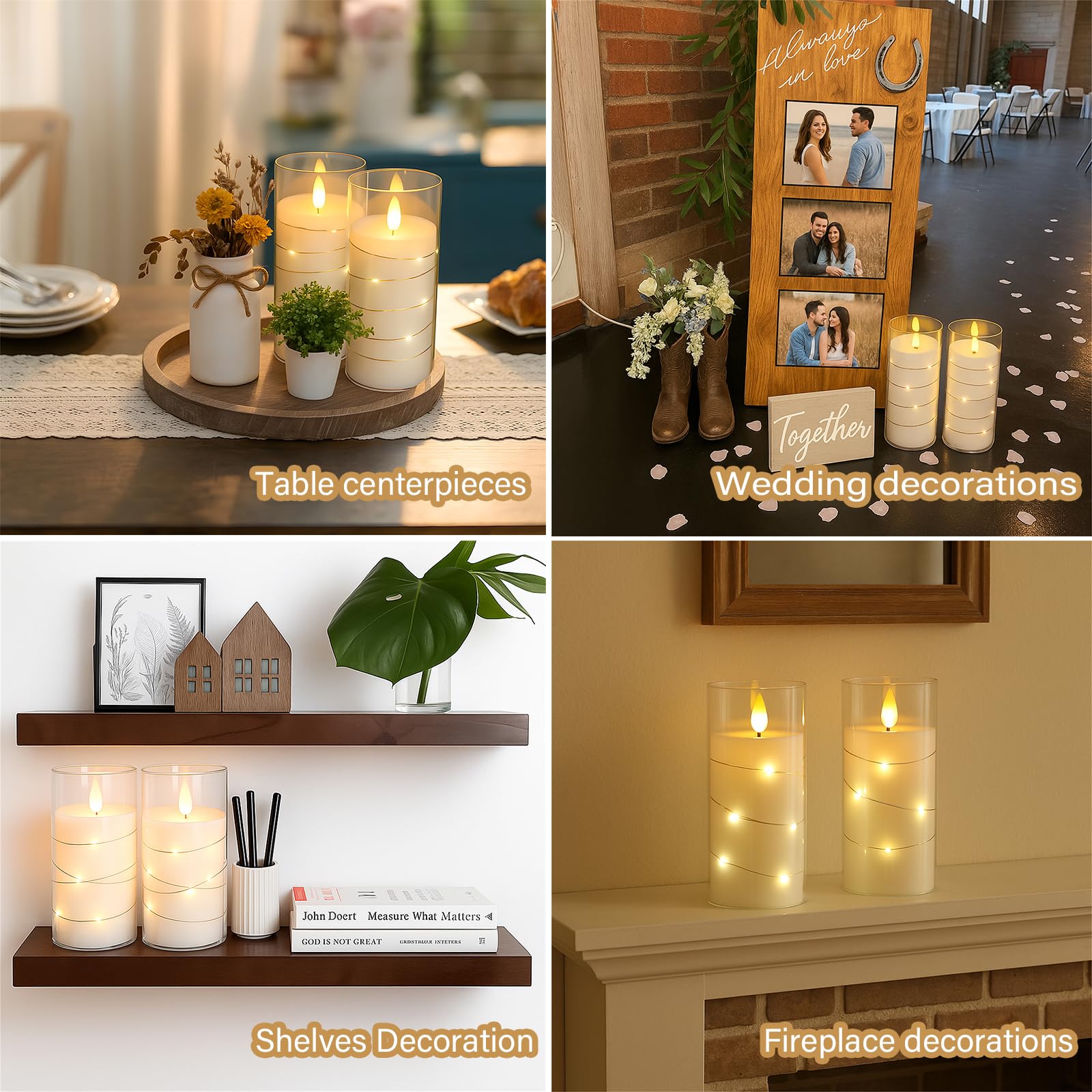 Flickering Flameless Candles with Remote Timer, 6pcs LED Battery Operated Candles with Embedded String Lights Red, Same Size D3 H6