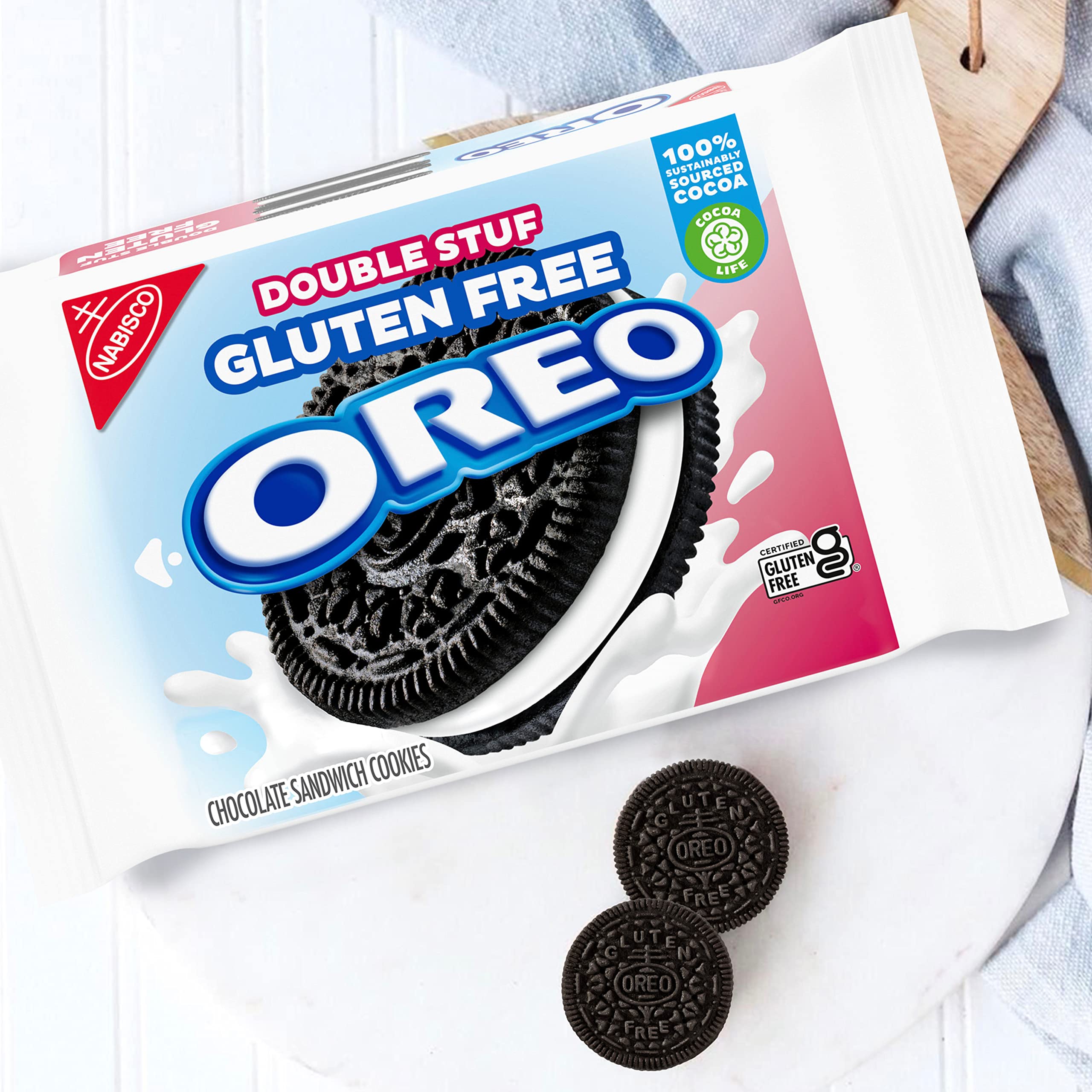 OREO Double Stuf Golden Sandwich Cookies, Family Size, 20 oz
