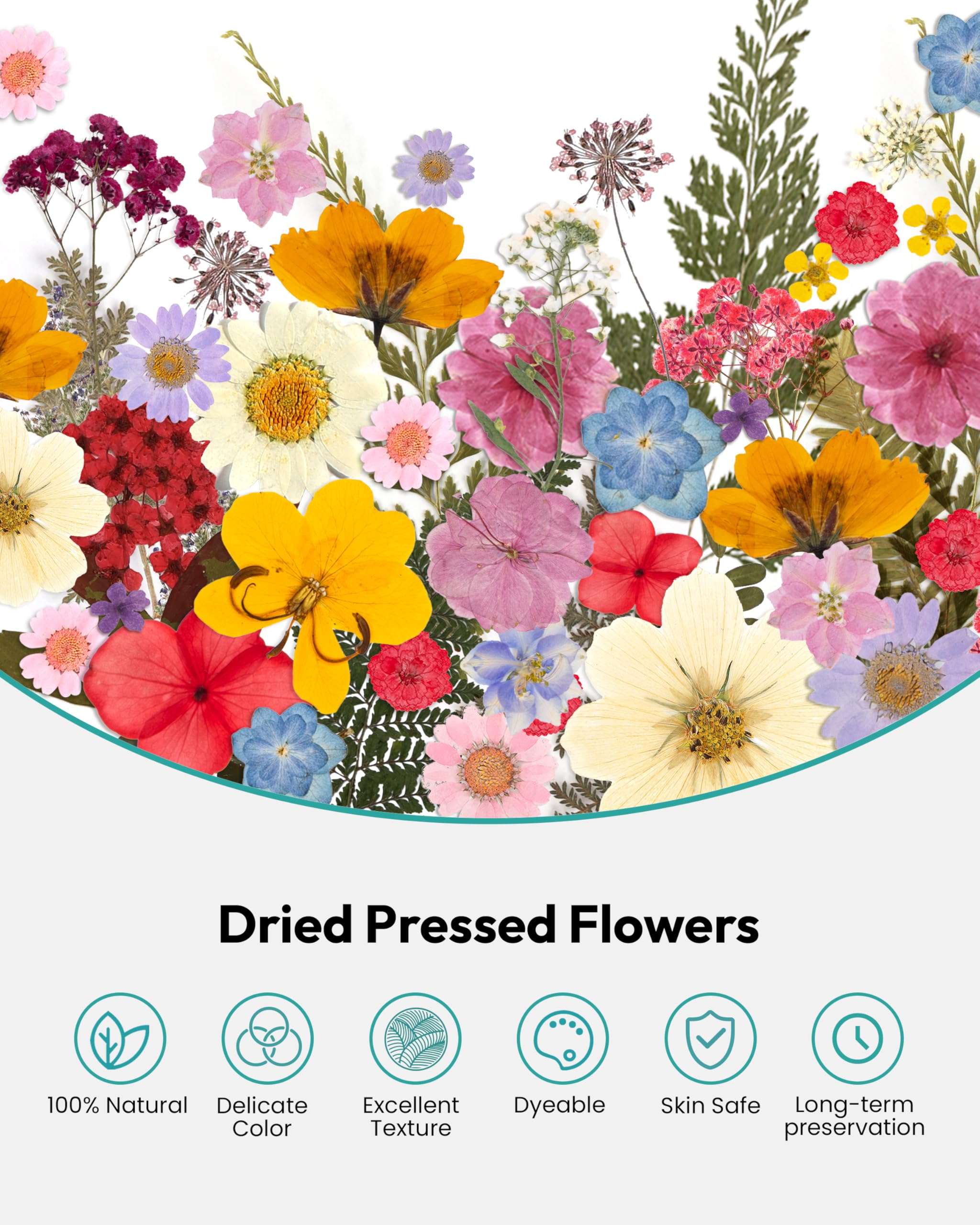 Dried Flowers, Resiners 58Pcs Pressed Flowers for Craft Pink Real Natural Dried Flowers Dry Leaves Kit for DIY Making Crafts Resin Soap Candle Scrapbook Supplies Card Making Jewelry