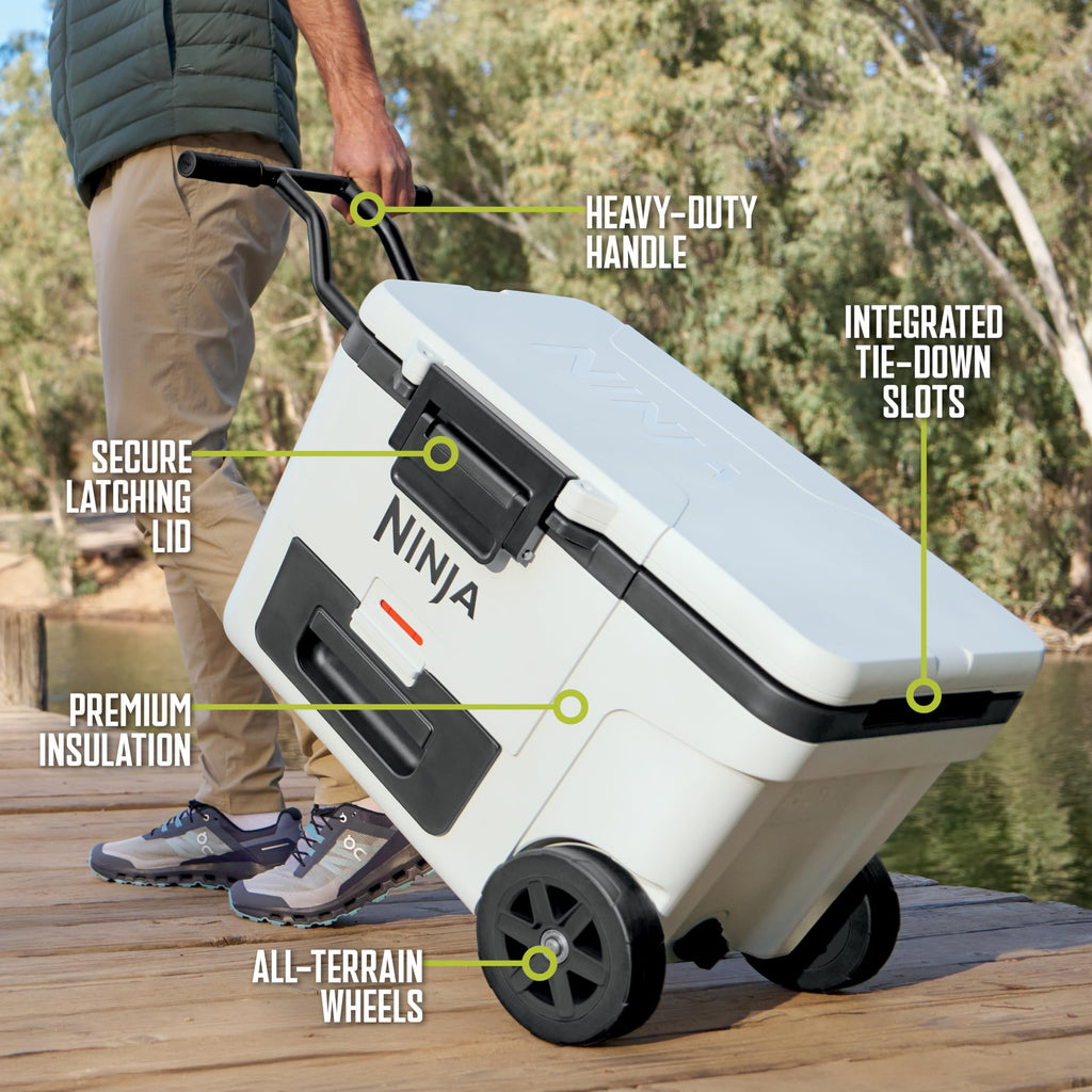 Ninja FrostVault | 65qt Wheeled Cooler with Cold Dry Zone | Integrated Fridge-Temp Dry Storage Drawer | Premium Heavy-Duty Insulated Cooler | Keeps Ice for Days | Charcoal Gray | FB265CG