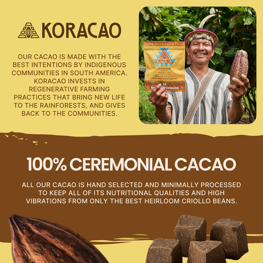 KORACAO Sustainably Harvested Cacao | Ideal Superfood for Everyday Bliss | Ceremonial Grade Cacao | Enhance Your Spiritual Journey with Ancient Superfood Delight - 1 Pound