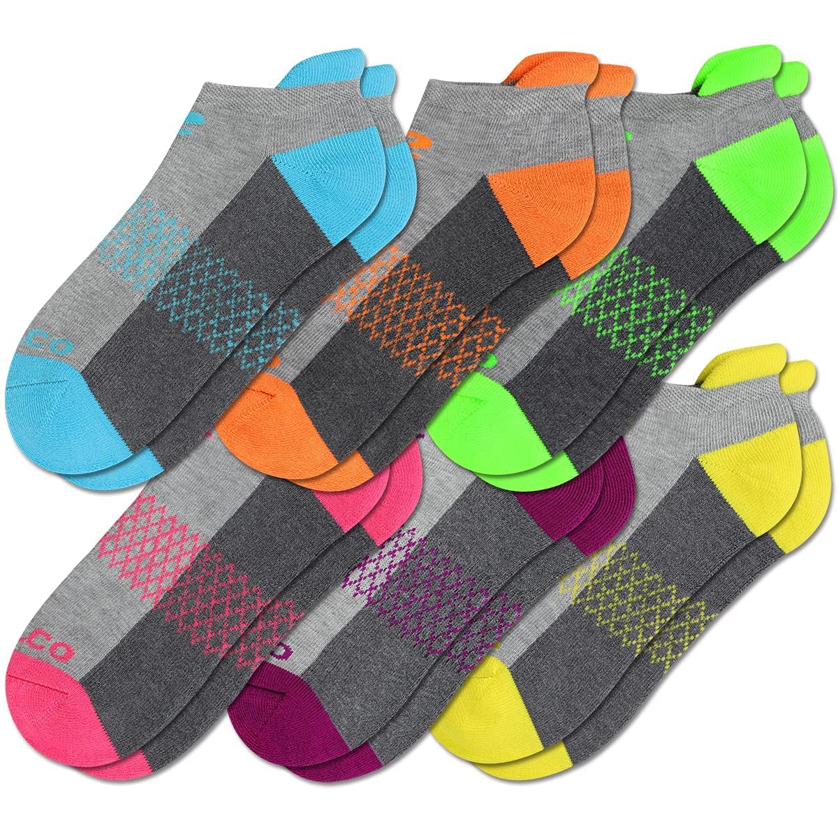 eallco Womens Ankle Socks 6 Pairs Running Athletic Cushioned Sole Socks With Tab
