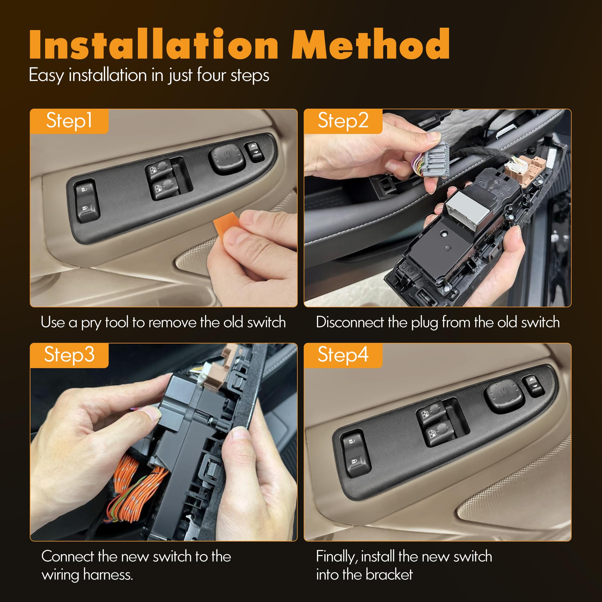 ASOPARTS 15883318 Front Driver Side Door Lock and Power Window Switch & Tan Bezel Assembly Fit for 2003-2007 Chevy Silverado, 2003-2007 GMC Sierra, 920-023 Replaces DWS-226