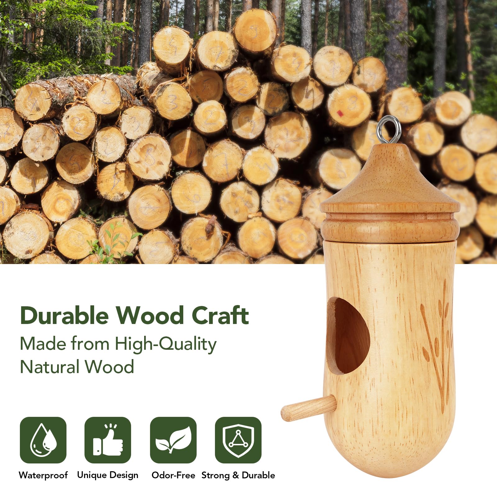 Hummingbird House, Small Hummingbird Houses for Outside, Wooden Bird House with Bow, String, Cute Gardening Gifts Home Decoration