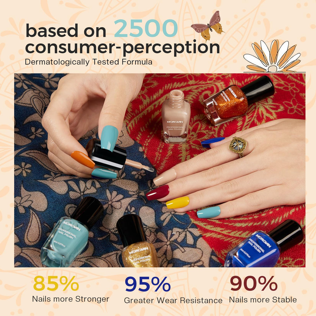 Morovan 15 Bright Color 0.27oz Air Quick Dry Long Lasting Nail Polish Gift Set for Women