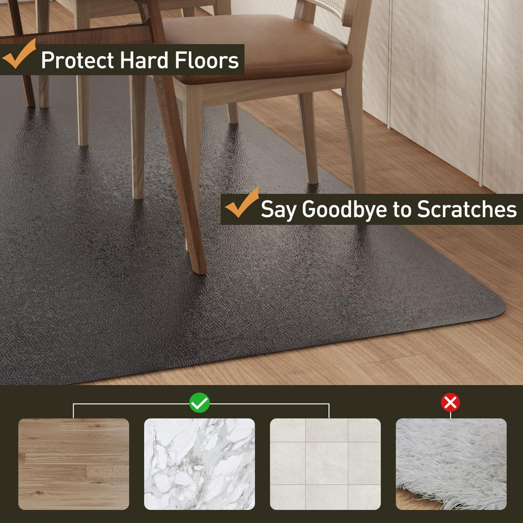 Area Floor Mat for Home, 3'×5' Black No Slip Waterproof Vinyl Area Rug for Hard Floor, Spill Resistant Floor Protector Cover for Kitchen, Easy Clean Splat Mat for Under High Chair