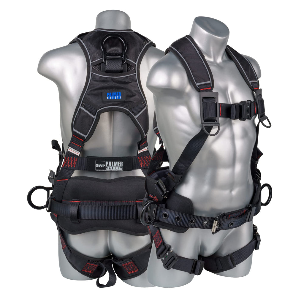 Palmer Safety Hammerhead 5pt Safety Harness Back Padded, QCB Chest, Tongue Buckel Legs Straps, Back & Side D-Rings