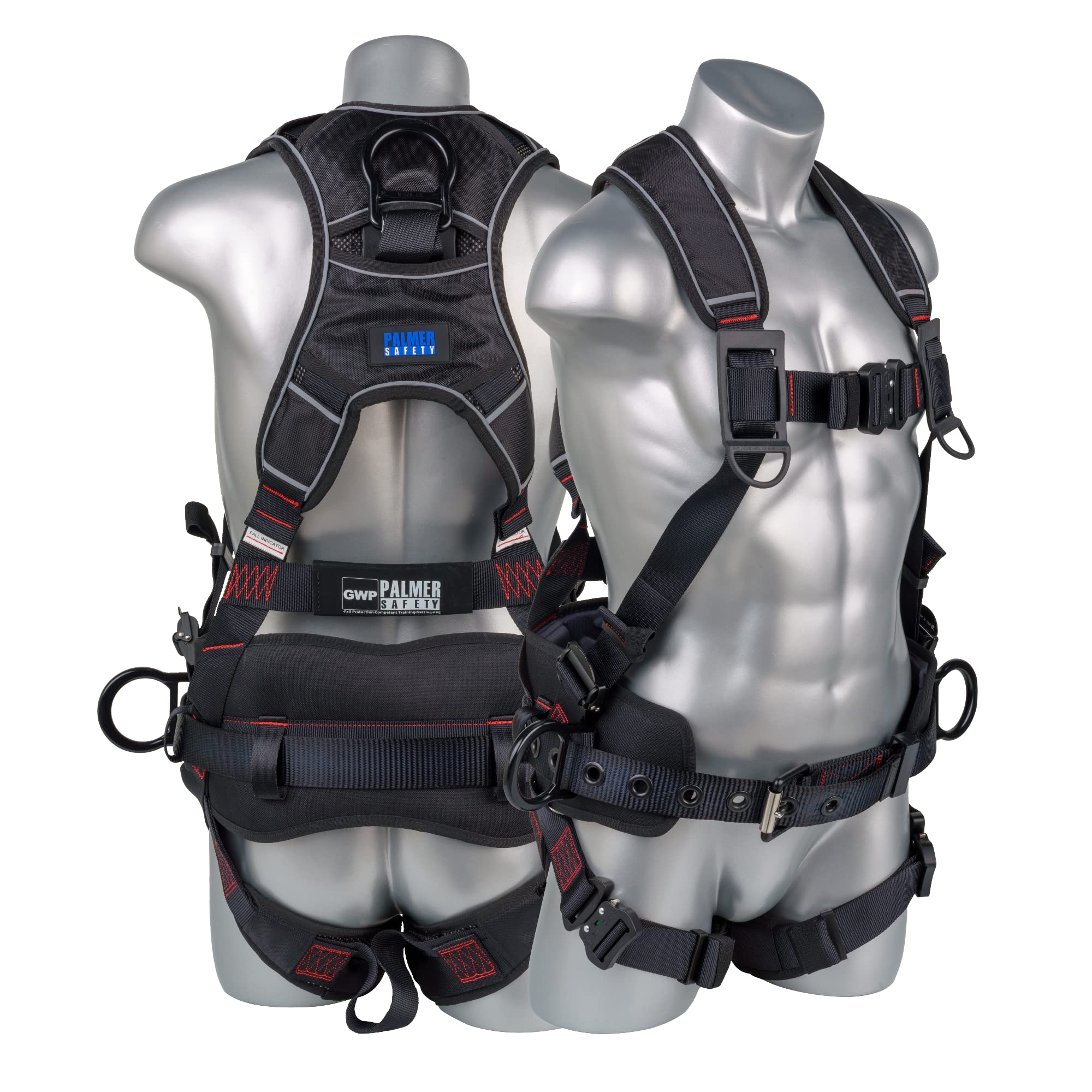Palmer Safety Hammerhead 5pt Safety Harness Back Padded, QCB Chest, Tongue Buckel Legs Straps, Back & Side D-Rings