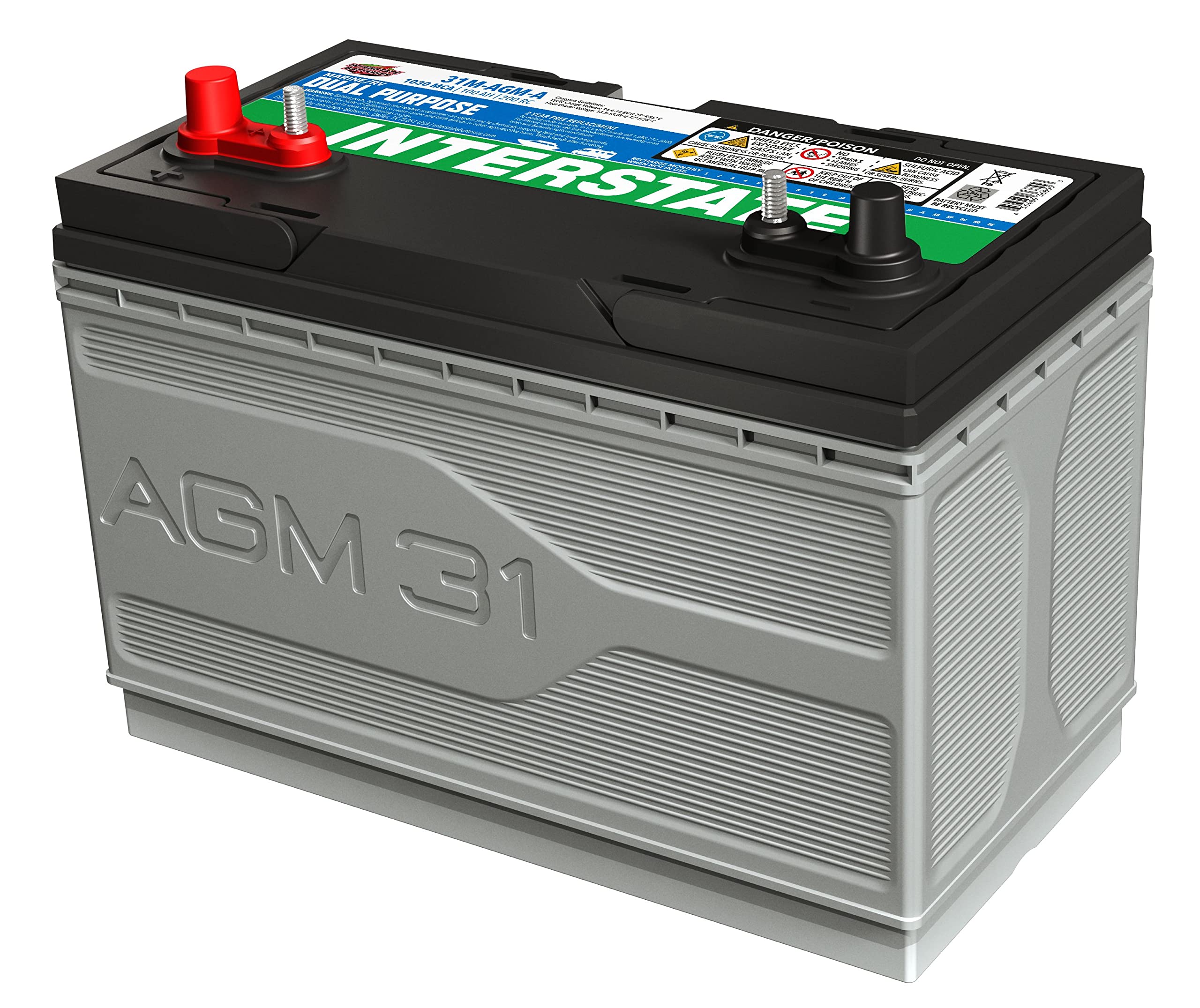 Interstate Batteries Marine/RV Battery 12V 70Ah 750CCA (24M-AGM) Dual Purpose Power Pure Lead AGM RV & Marine Starting Replacement Battery (Group Size 24) Boats, RV's