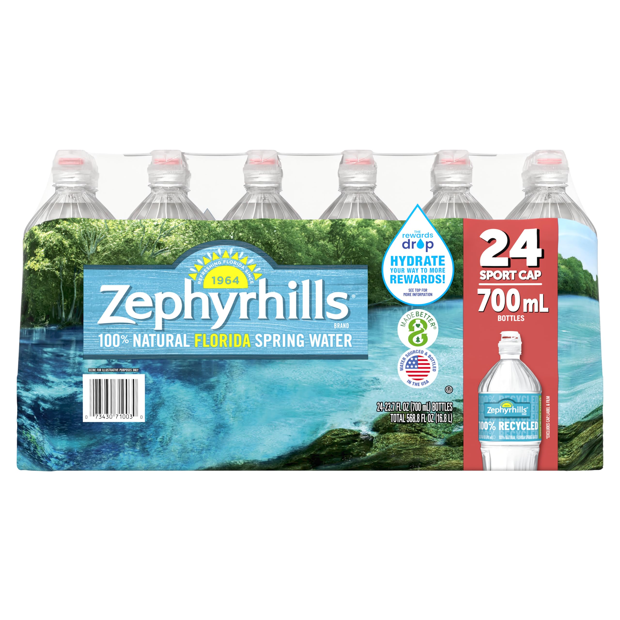 Zephyrhills Spring Water, 8 oz Mini Bottles, 48 Pack (3 Cases)