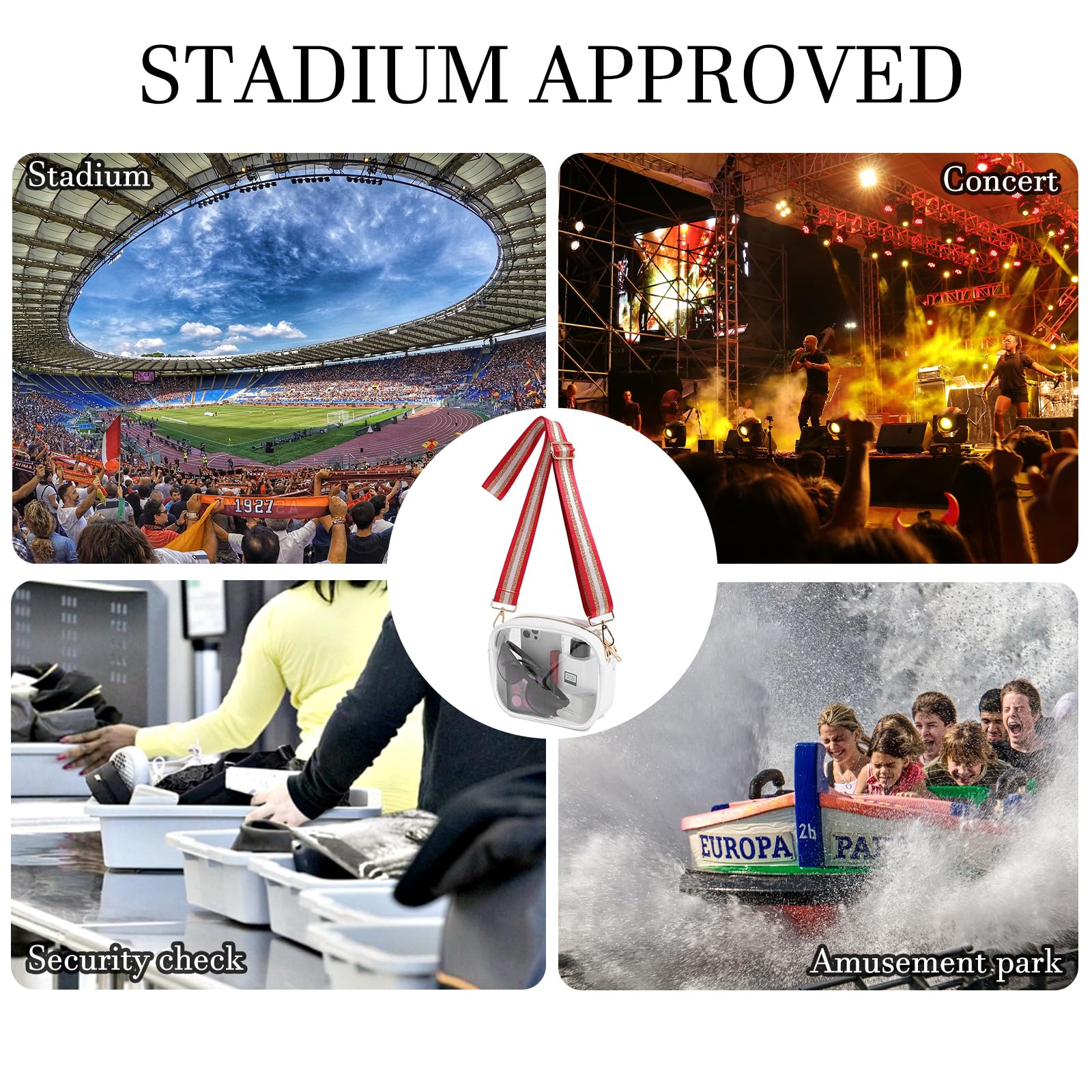 TOBVZOO Clear Bag Stadium Approved, Crossbody Transparent Bag for Concerts Sports Events, Purses for Men & Women