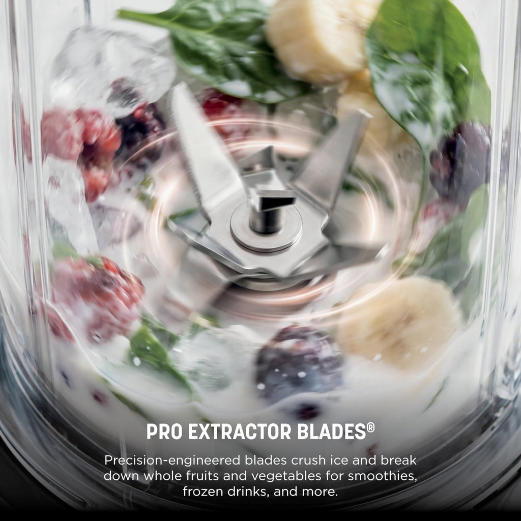 Ninja Nutri-Plus Personal Blender | Compact Push to Blend | Make Frozen Drinks, Smoothies, Sauces & More | With (3) 20 oz. To-Go Cups, (2) Spout-Lids & (1) Storage-Lid | 900 Peak Watt | Silver | BN301