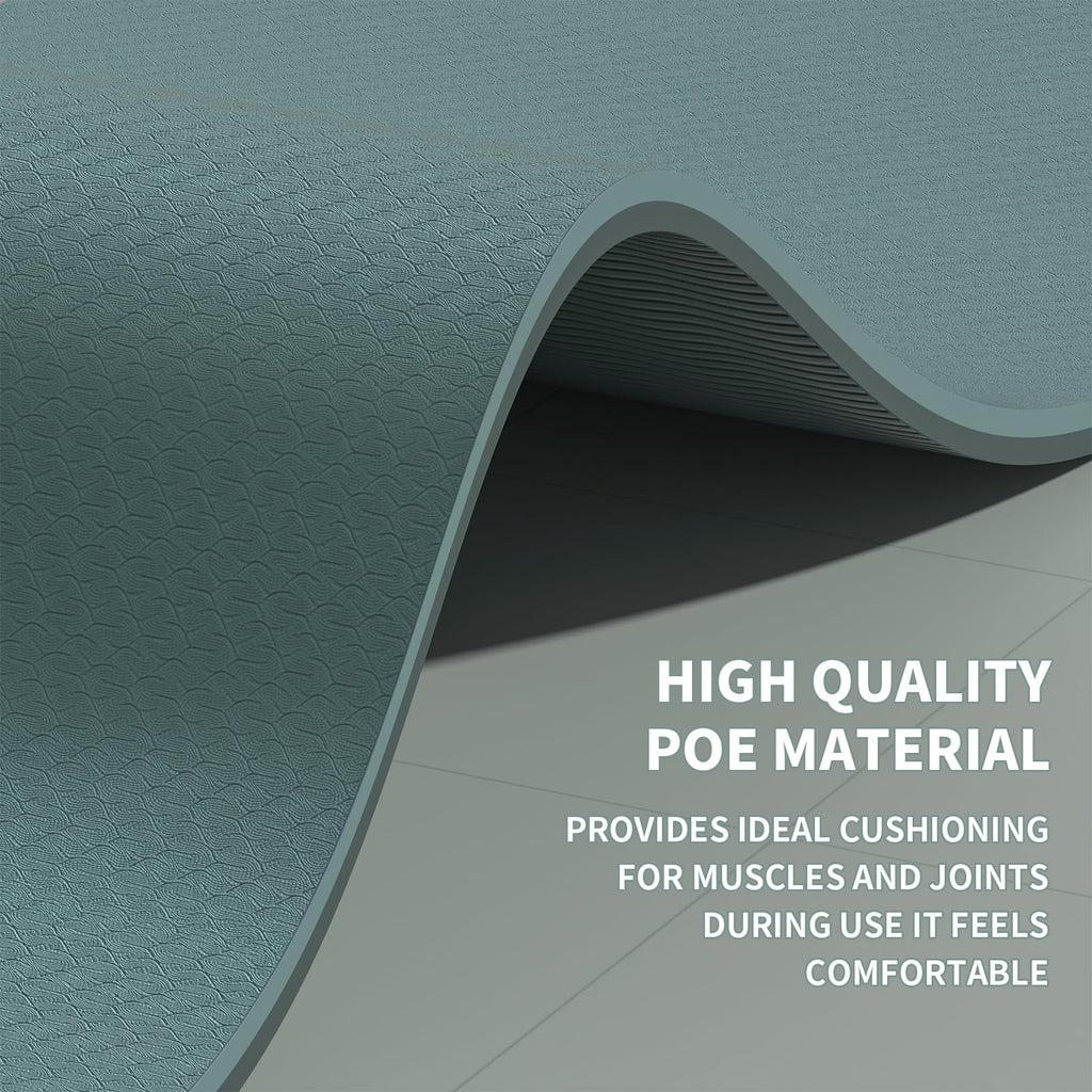 Large Yoga Mat (6'x 4')-POE 0.28''/0.32''/0.4'' Thick Fitness Mat, Eco-Friendly Exercise Mat for Home Workouts, Ideal for Yoga and Pilates