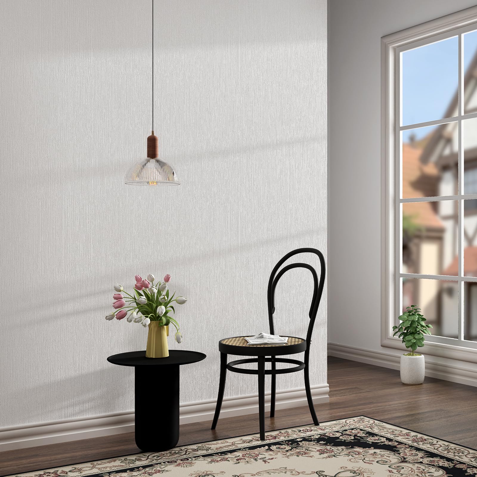Grasscloth Peel and Stick Wallpaper 20.8"x394" Gray Thick Fabric Textured Linen Classic Faux Grassweave Neutral Removable Wallpaper Vinyl Film Roll for Home Use