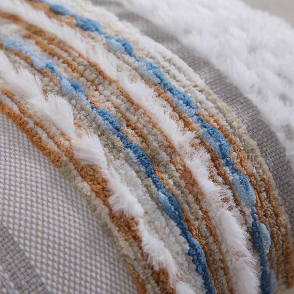 Boho Pillow Covers 18x18 Set of 2 for Couch-Modern Farmhouse Sofa Decorative Throw Pillow Covers Textured Chenille Cushion Covers Outdoor Netural Bohemian Pillow Cases Square