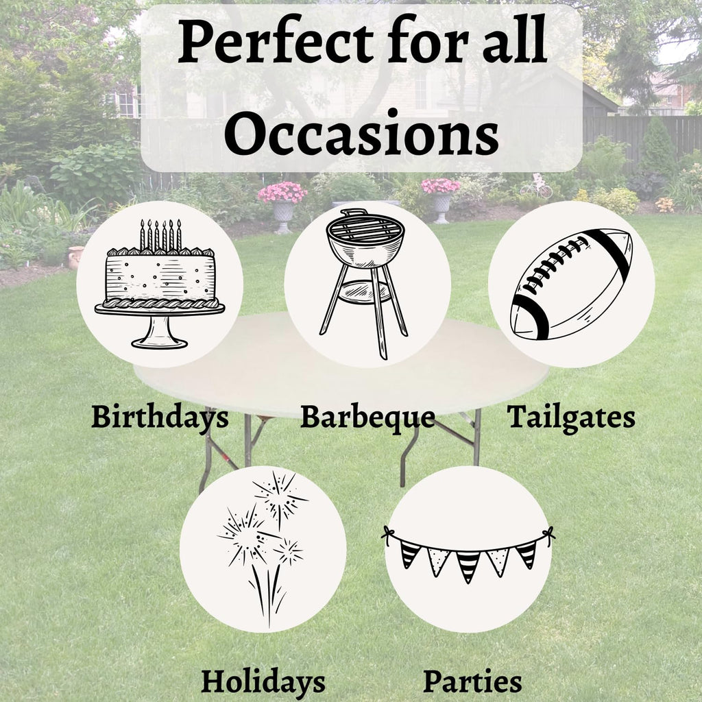Kwik-Covers 60" Round Fitted Plastic Table Covers, 5 Pack (Black)