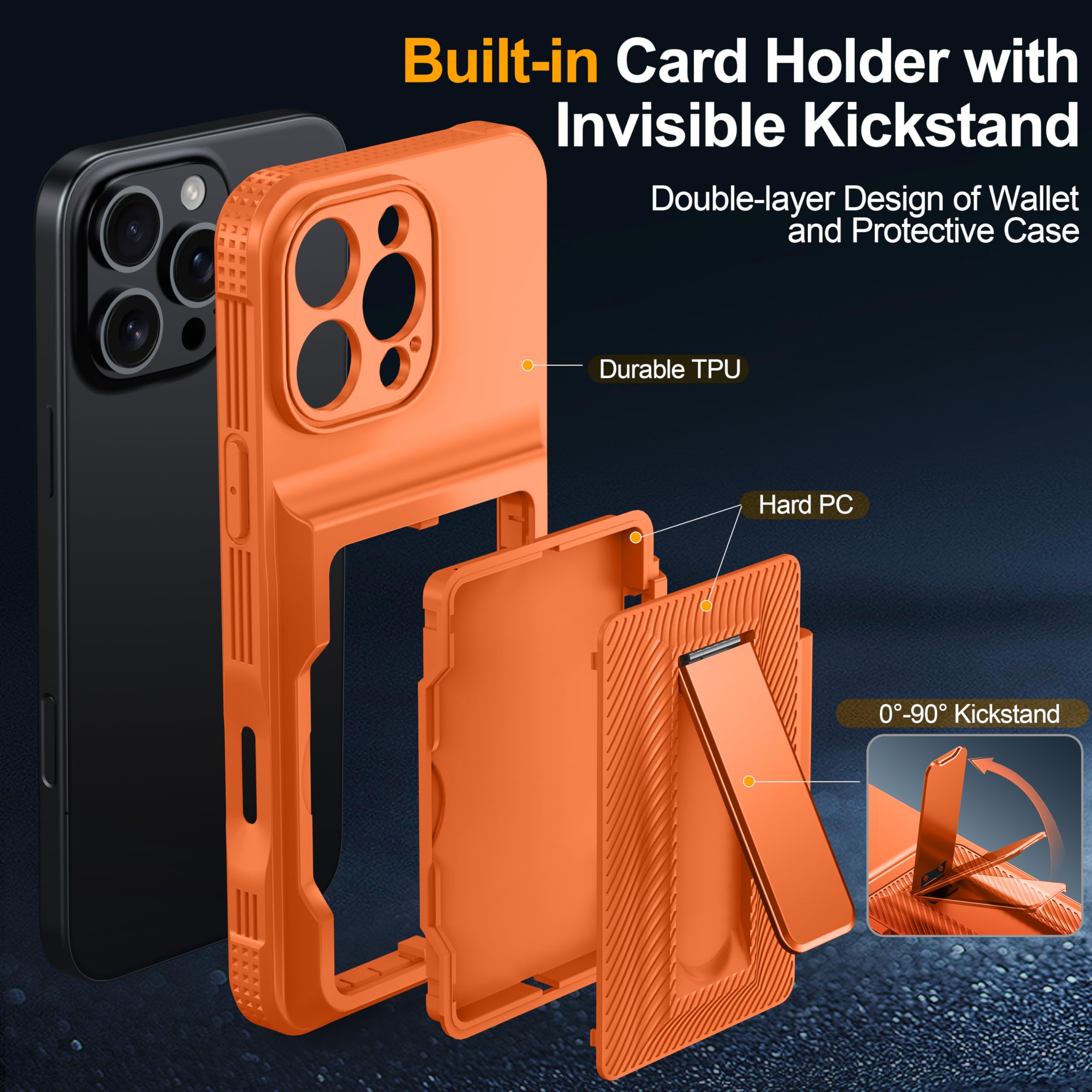 Oneagle Wallet for iPhone 16 Pro Max Case with Card Holder (4-5 Cards) [RFID Blocking] [Privacy Screen Protector] Full Camera Protection & Kickstand, 15FT Shockproof Phone Case for iPhone 16 Pro Max