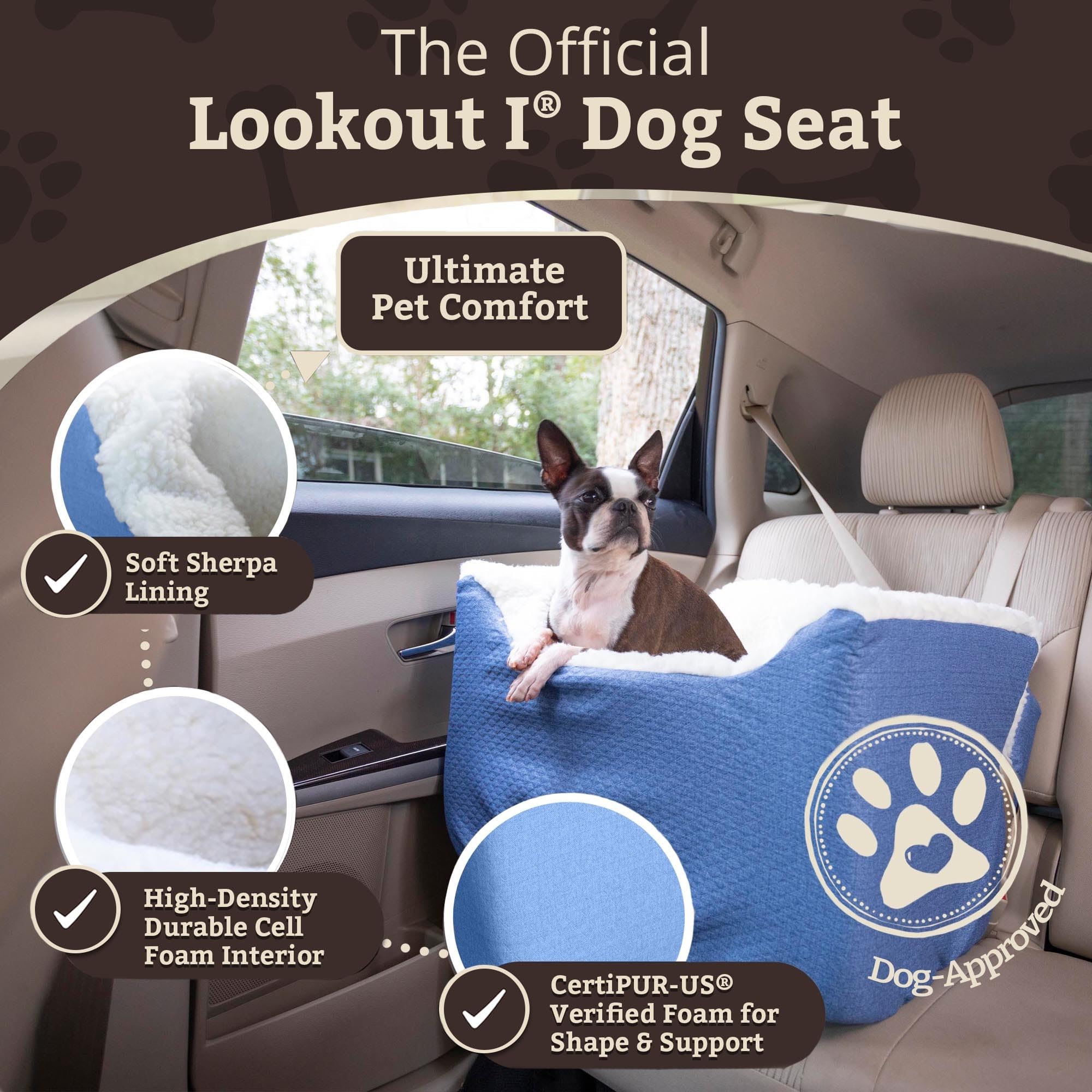 SNOOZER PET Products Lookout 1 Dog CAR SEAT, Birch Diamond, Small