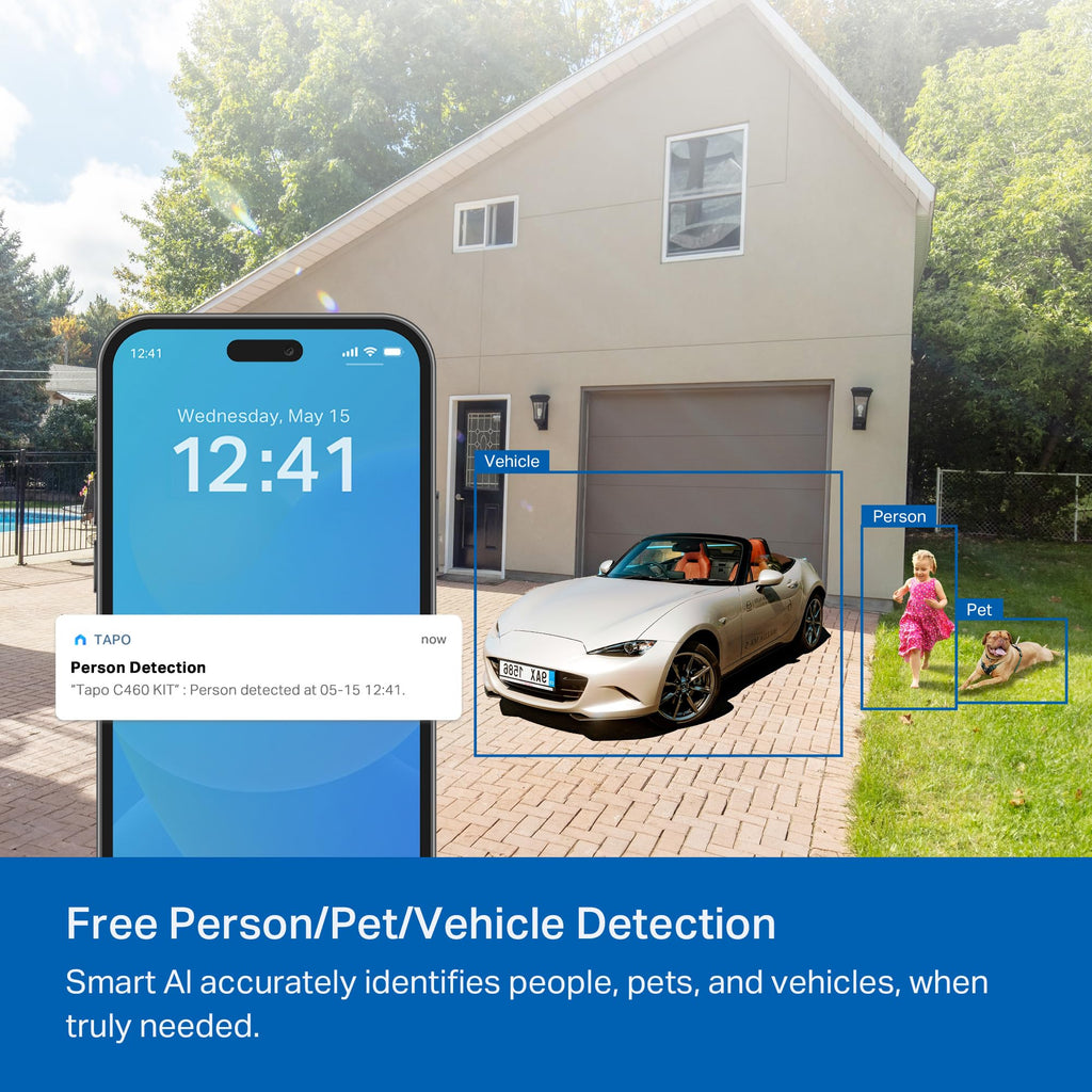 Tapo by TP-Link Wireless Outdoor Security Camera, 1080P, Up to 180 Days Battery Life, Free Person Detection, SD/Cloud Storage, Spotlight Color Night Vision, Alarm, No Hub Needed, Black, C403