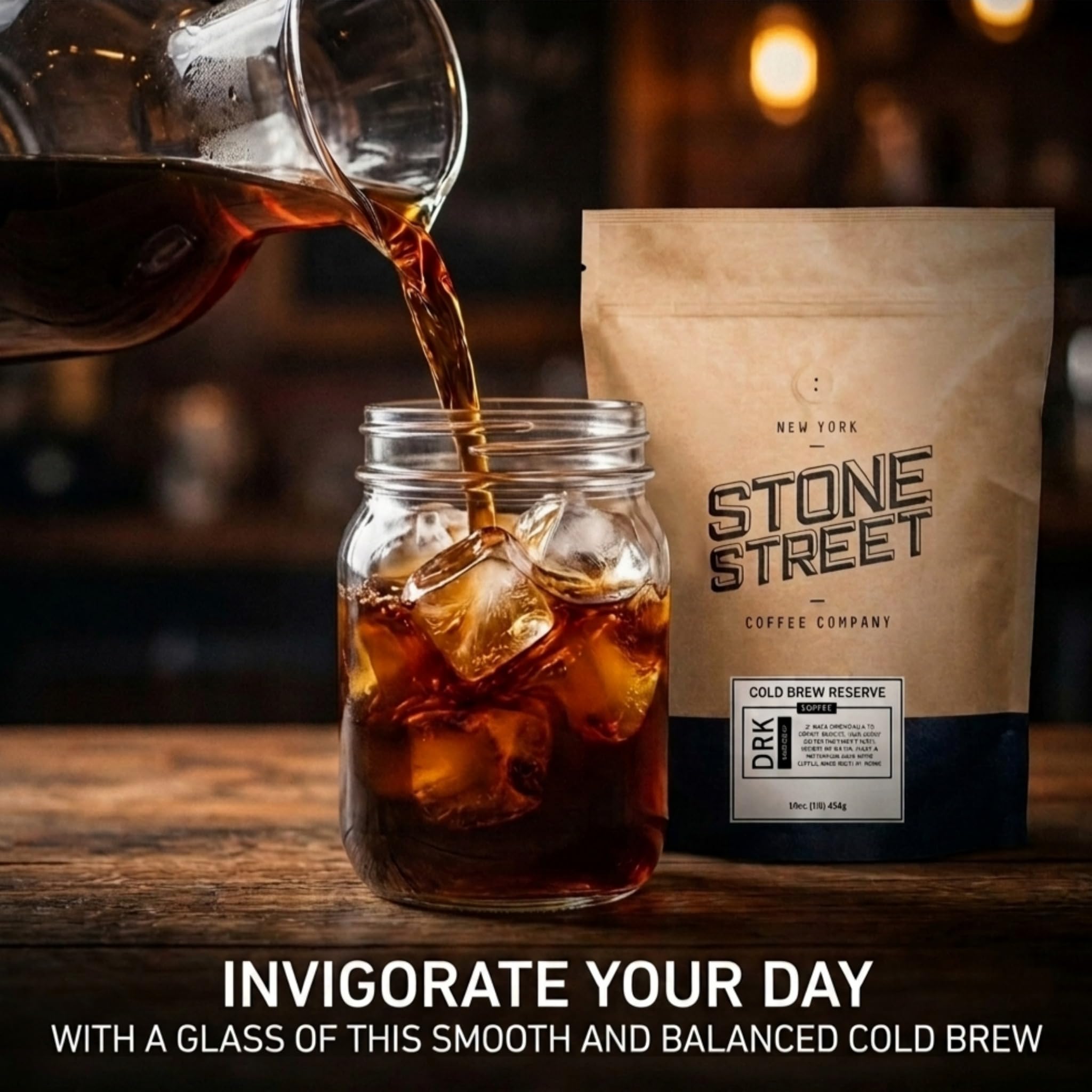 Stone Street Cold Brew Coffee, Low Acid, 100% Arabica, Gourmet Coffee - Breakfast Blend, Medium Roast, Coarse Ground, 2 LB