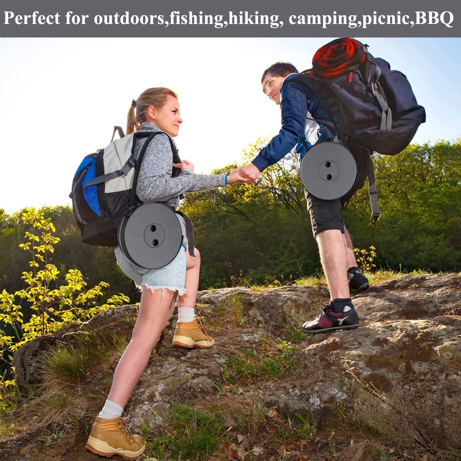 Fishboy Upgraded Collapsible Stool, 400lbs Max Weight, Lightweight But Sturdy, Portable Retractable Folding Telescoping Foldable Camping Stool for Adults Outdoor Fishing Hiking BBQ
