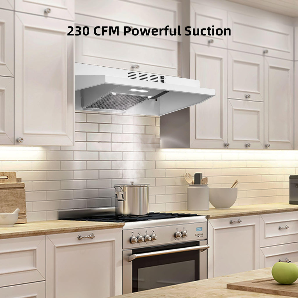 SNDOAS Black Range Hood 24 inch,Ducted/Ductless Range Hood Under Cabinet,Black Coating Stainless Kitchen Exhaust Hood with 2-speed Fan,230 CFM,Rocker Switch,Hard-wired Stove Vent, Ventless Hood
