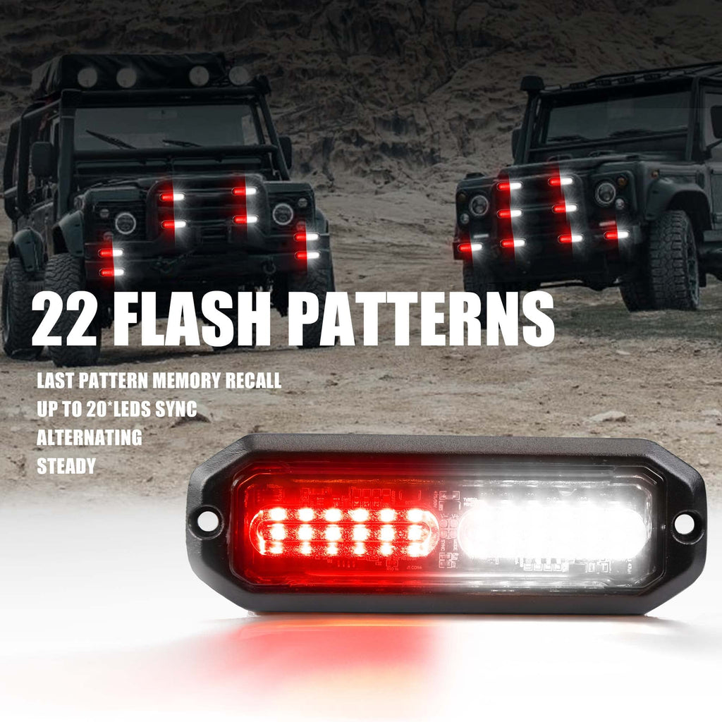 WINECO Amber led strobe lights for trucks 8pcs 12-LED Surface Mount Flashing Strobe Lights kit for Trucks Car Vehicles LED Mini Grille Grill Strobe Light Head Emergency Hazard Warning lights