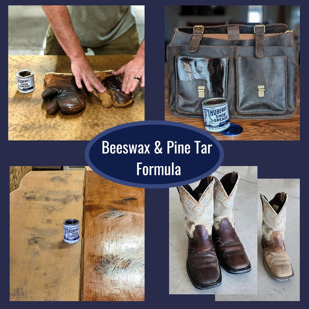 Huberd's Shoe Grease 7.5 oz, Leather Conditioner and Waterproofer for Boots, Shoes, Saddles, and Gear. Beeswax and Pine Tar Formula. Since 1921.
