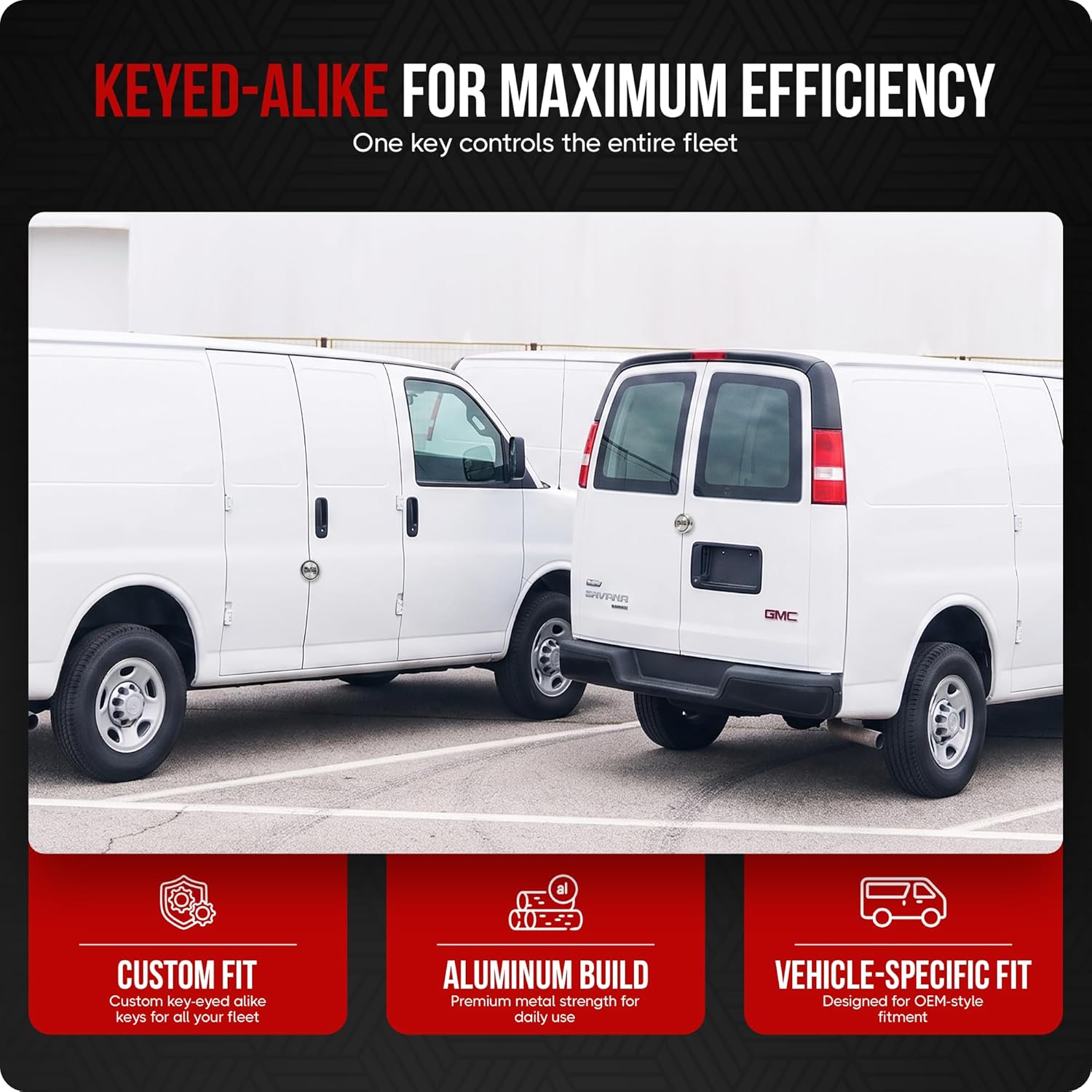 Slick Locks Complete Van Door Security Kit for Chevy & GMC Vans 1997+ | Includes Deadbolt Locks, Spinners & Weather Covers, No-Drill Install, Keyed Alike, USA-Made Stainless Steel