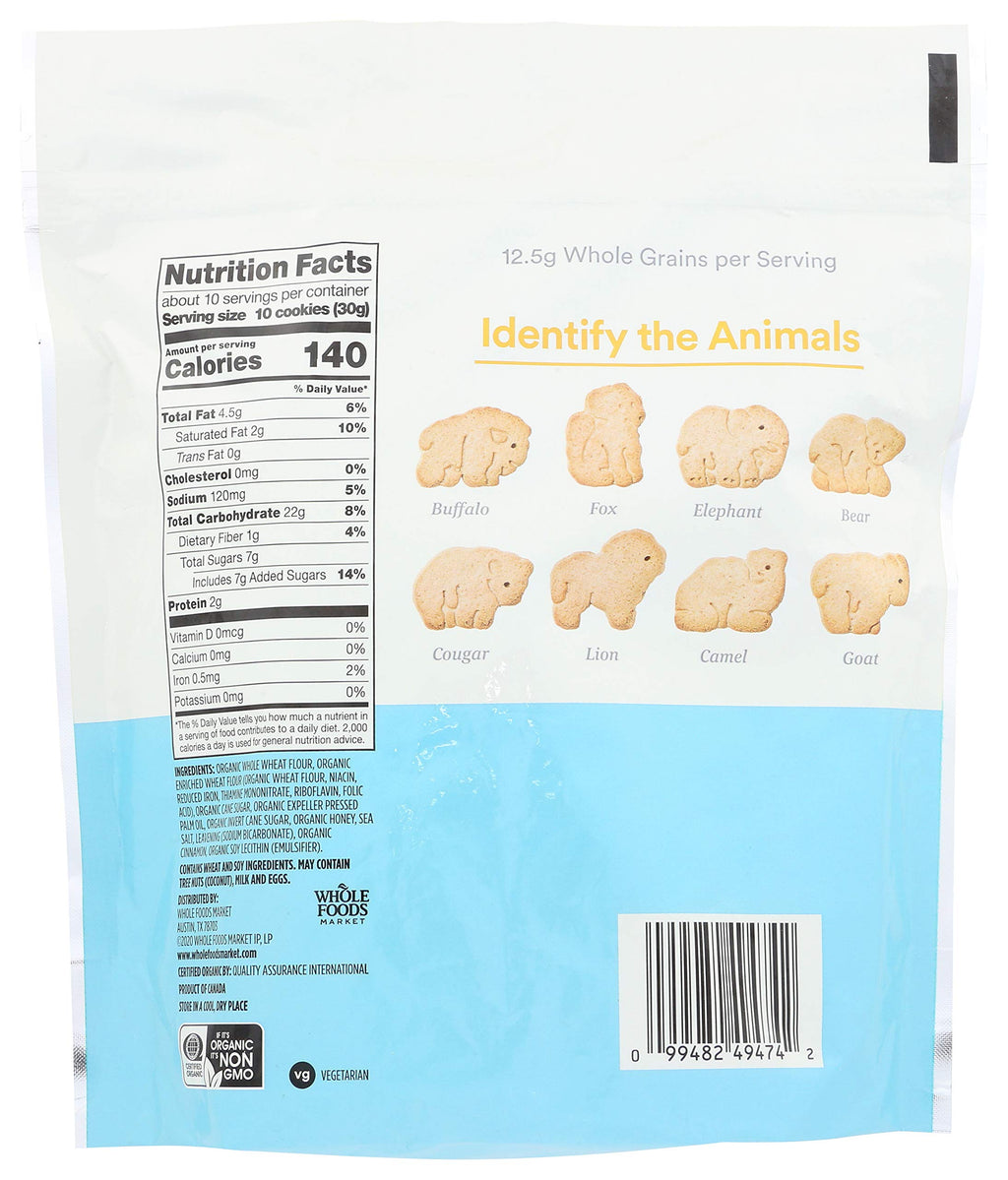 365 by Whole Foods Market, Organic Honey Cinnamon Whole Grain Animal Cookies, 11 Ounce