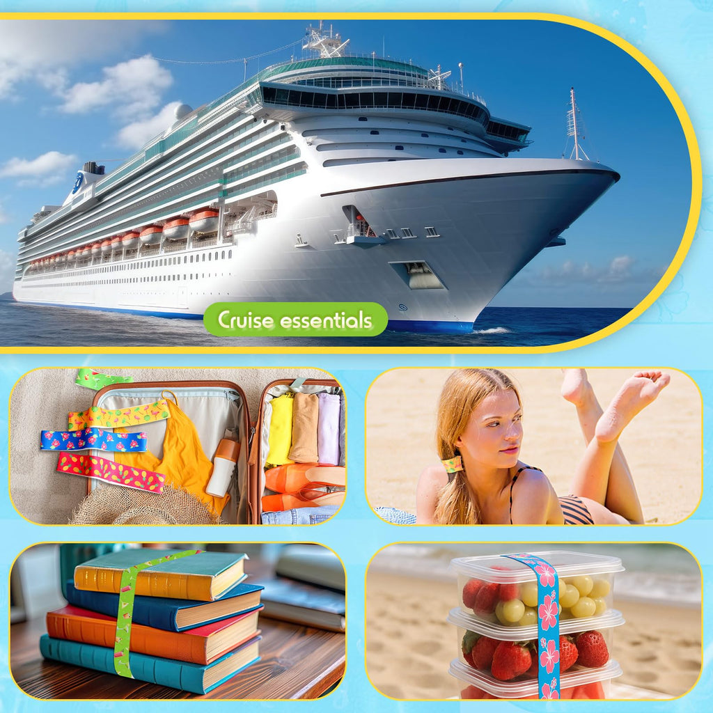 Boao 4 Pack Towel Bands for Beach Chair, Pool & Cruise Essentials, Elastic and Windproof, Towel Chair Clips Lounge Strap Holder, Cruise Ship Accessories (American Flag)
