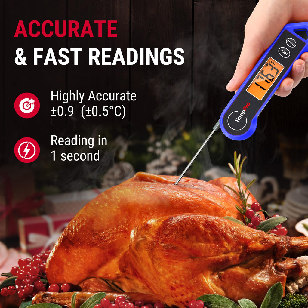 TempPro TP19H Digital Meat Thermometer for Cooking, 1 Sec Instant Read Food Thermometer with Motion-Sensing Wake for BBQ Grill Oil Fry Candy for Fathers Day Gift for Dad Men (Previously ThermoPro)