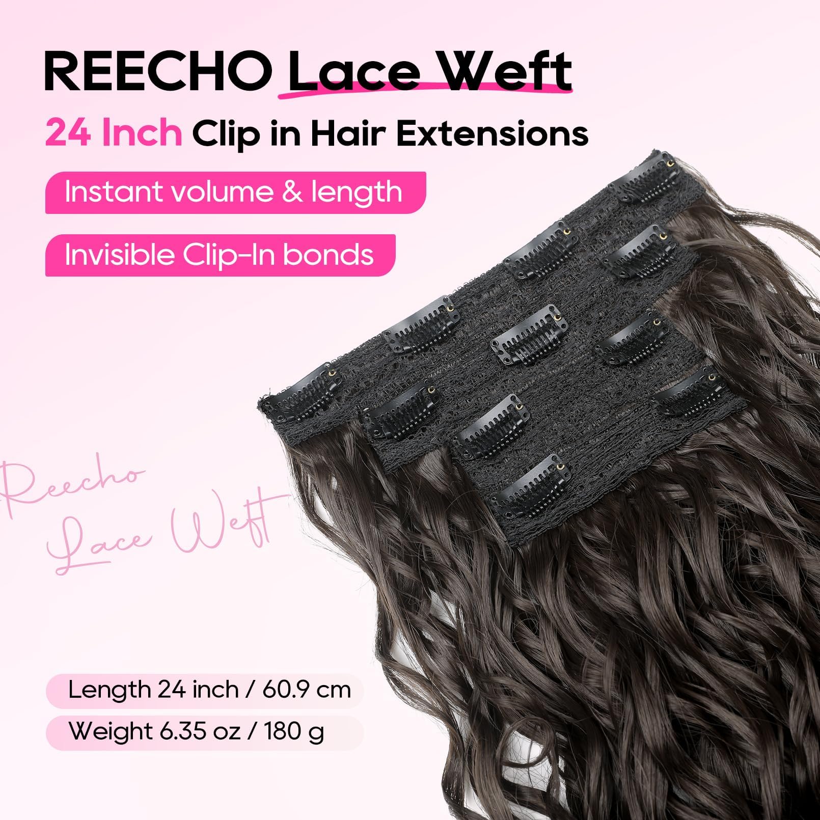 REECHO Curly Hair Extensions, 4PCS 16 inch Clip in Hair Extensions Lace Weft Short Curly Hair Extensions Clip Ins Invisible Natural Hairpieces for Women, Ash Blonde with Highlights