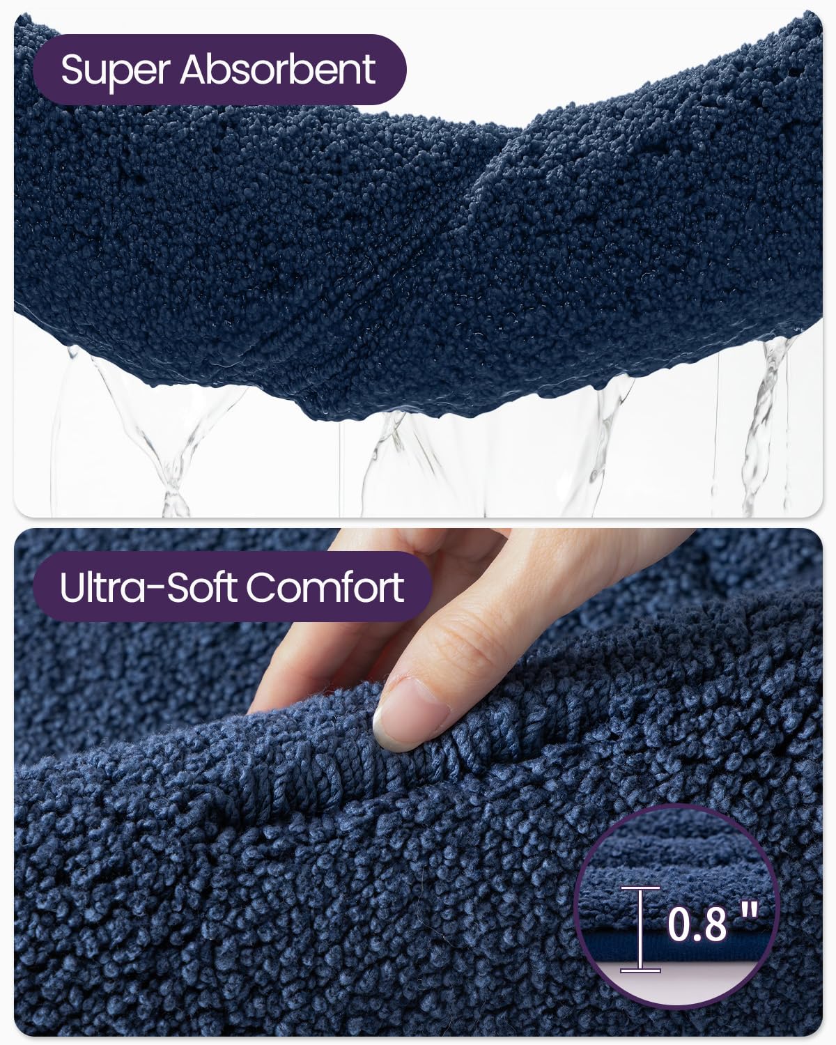 DEXI Bath Mats Bathroom Rug, 32x20 Non Slip Bathroom Rugs Washable, Absorbent Bathmat Quick Dry for Shower Floor Sink, Beige