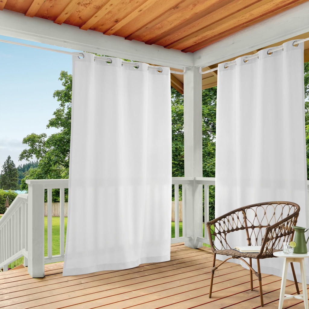 Town & Country Basics Cabana Solid Heavyweight Indoor Outdoor Curtains, Light Filtering Opacity with Grommet Top, Water Repellent, 2-Pack Set, 54"x96", Black