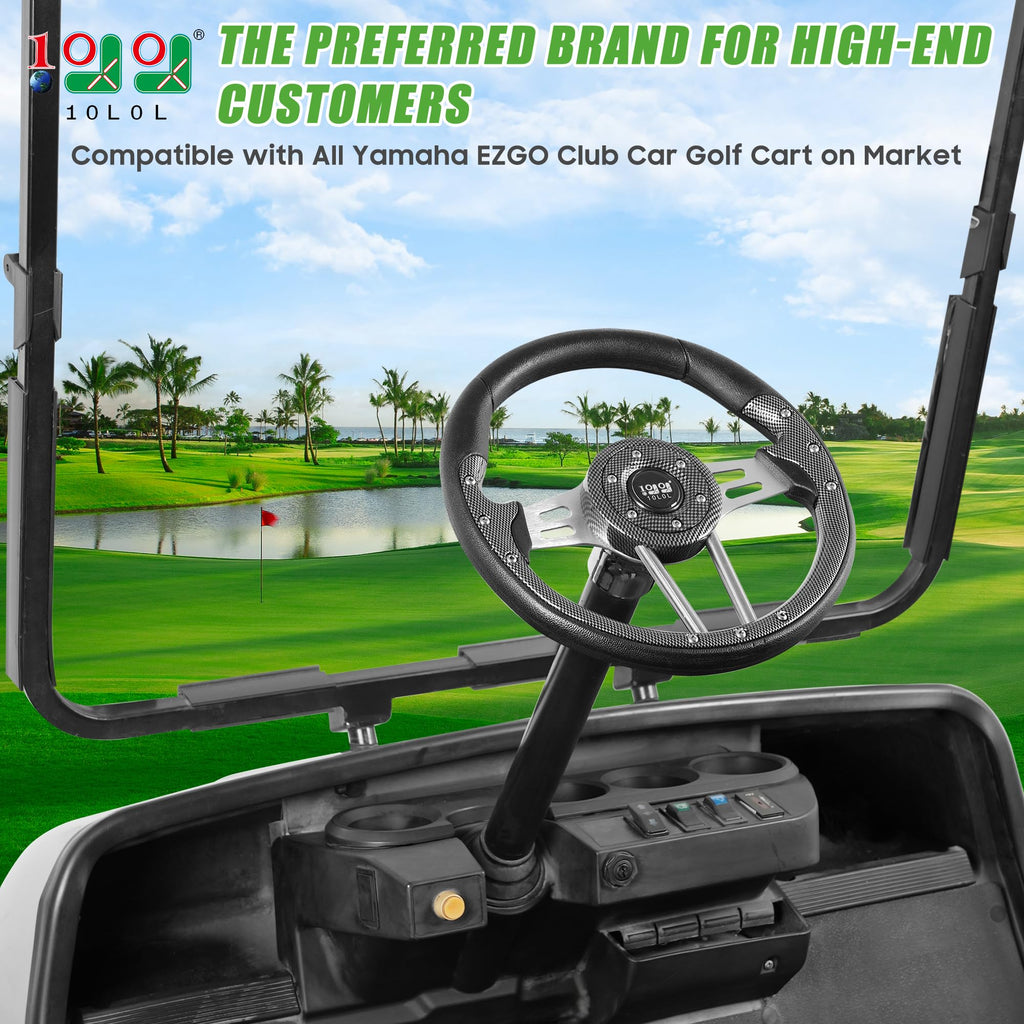 10L0L Golf Cart Steering Wheel, 13' Universal Fit for EZGO TXT/RXV, Club Car DS/Precedent, Yamaha G2-G29 (Carbon Black)