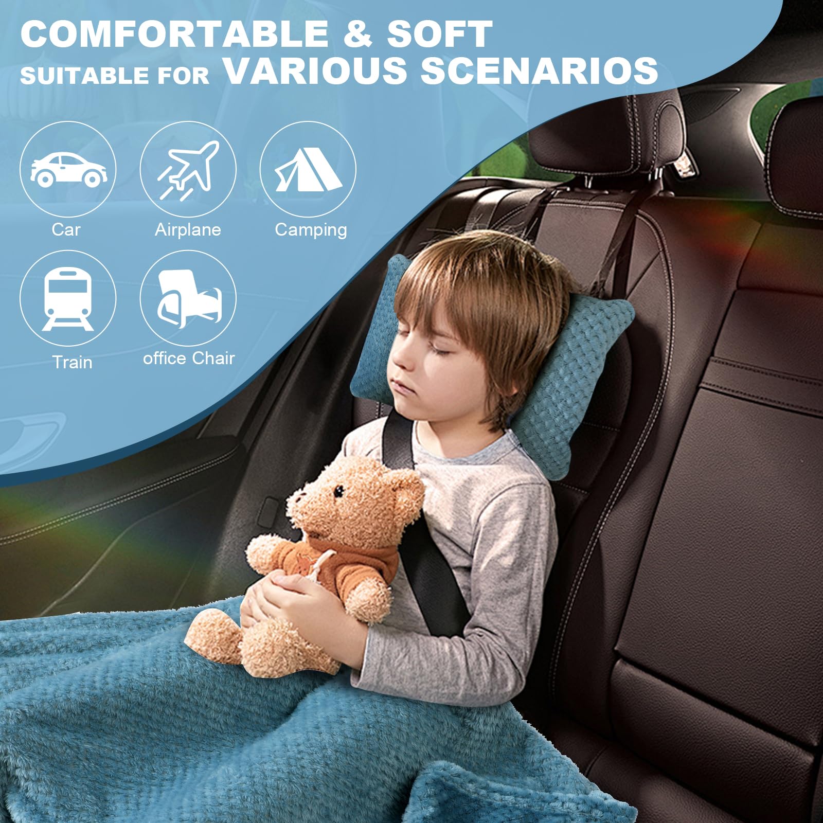 Travel Blanket Airplane Compact with Bag, Travel Essentials 3 in 1 Packable Airplane Blanket, Travel Pillow and Blanket Set, Inflatable Pillow, Luggage Sleeve & Backpack Clip (Camel)