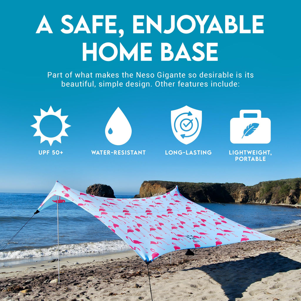 Neso Gigante Portable Beach Tent Sun Shelter - Lightweight Beach Shade Canopy - Easy Setup for Family Outings - Patented Reinforced Corners - UPF 50+ - 8ft Tall, 11 x 11ft - Save The Whales